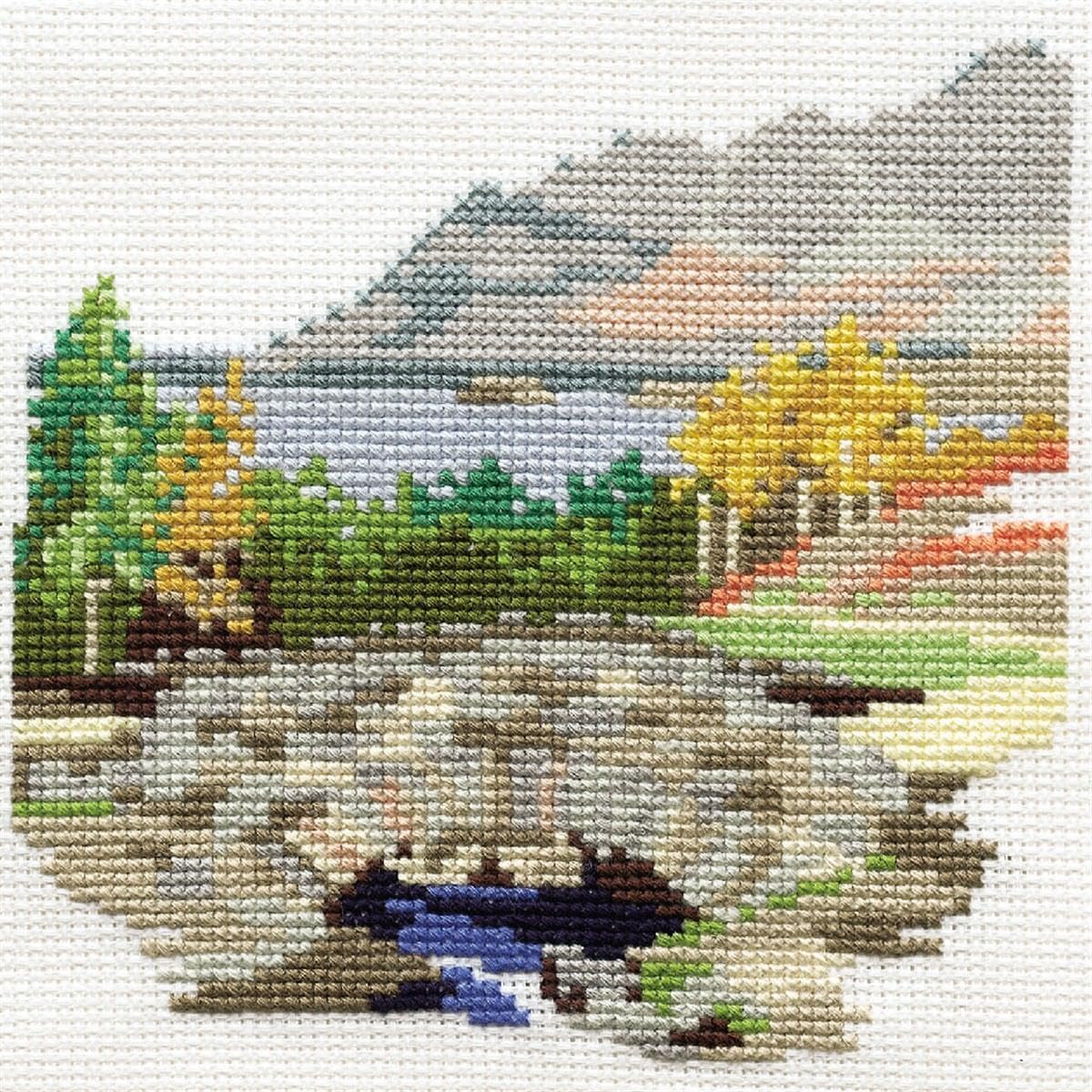 Bothy Threads Ashness Bridge Cross Stitch Kit, 14x14cm, Cross Stitch Kit, Kit, Adult, All Seasons, Landscape, Bridge, Unisex, Not Foldable