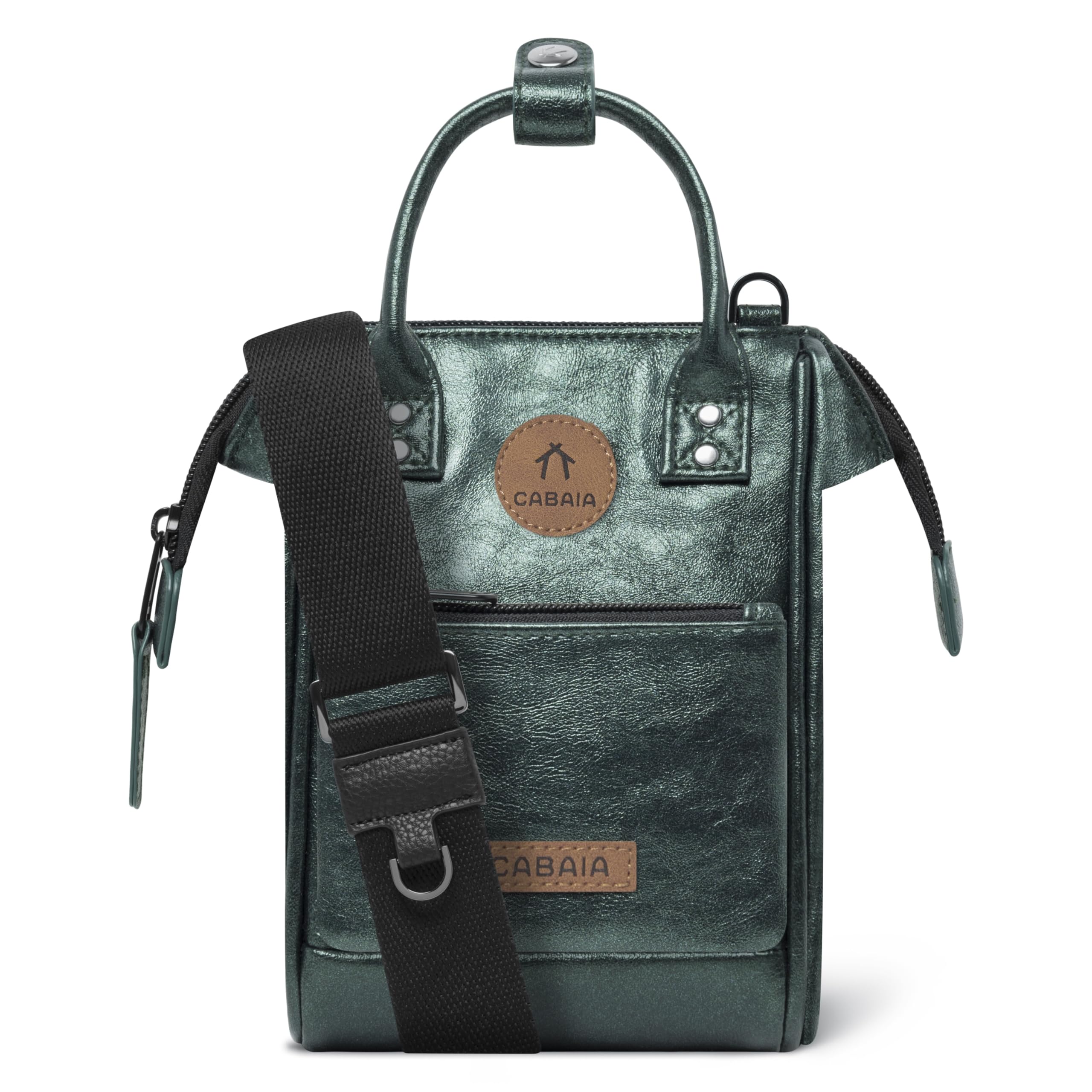 Bolso bandolera Adventurer verde oscuro iridiscente Cabaïa resistente y compacto 8