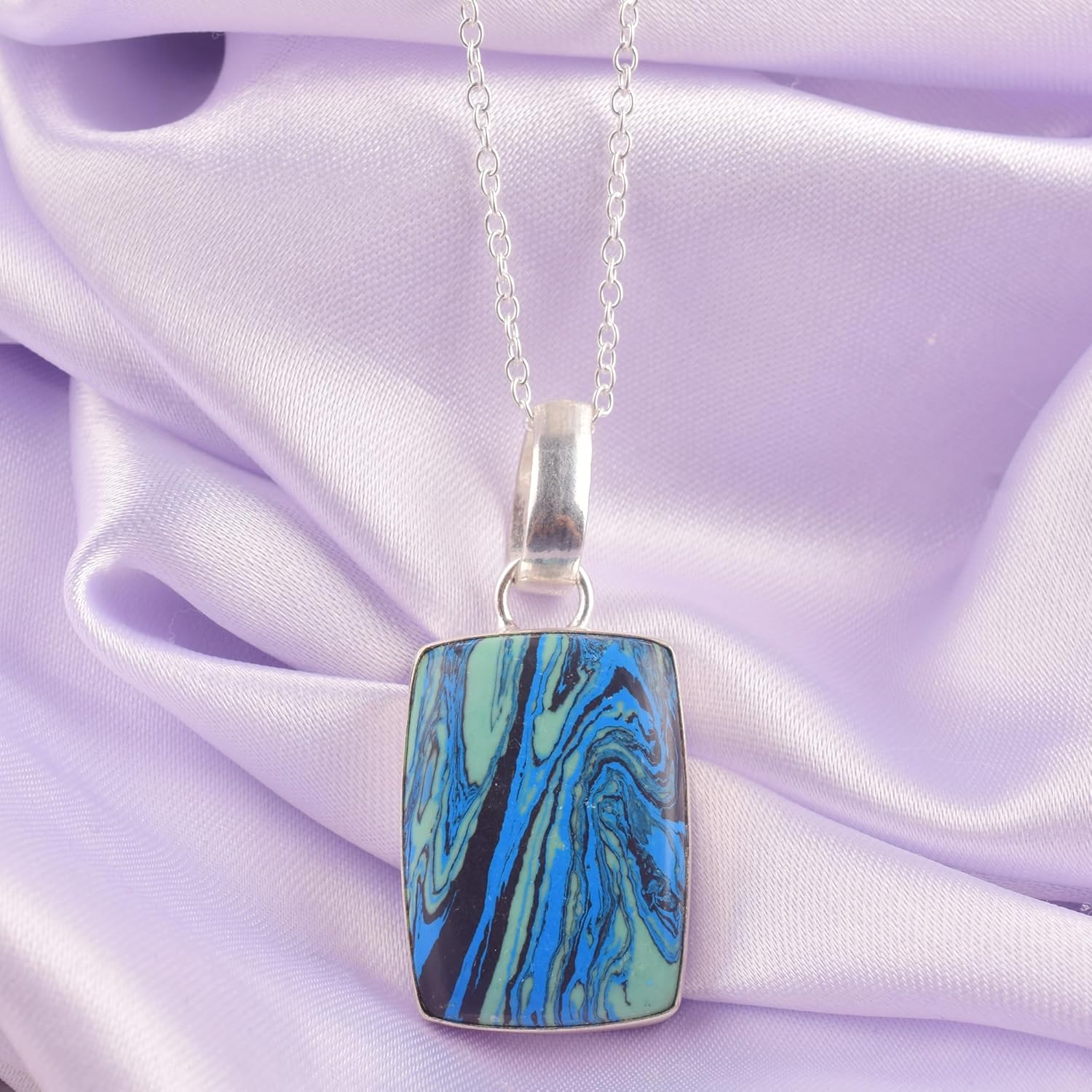 Blue Agate Crystals Pendant Necklace, Unusual Gemstone, Dainty Women Fashion Jewelry, Birthday, Gift for Her, Gemstone Jewelry (blue agate B) - Image 2