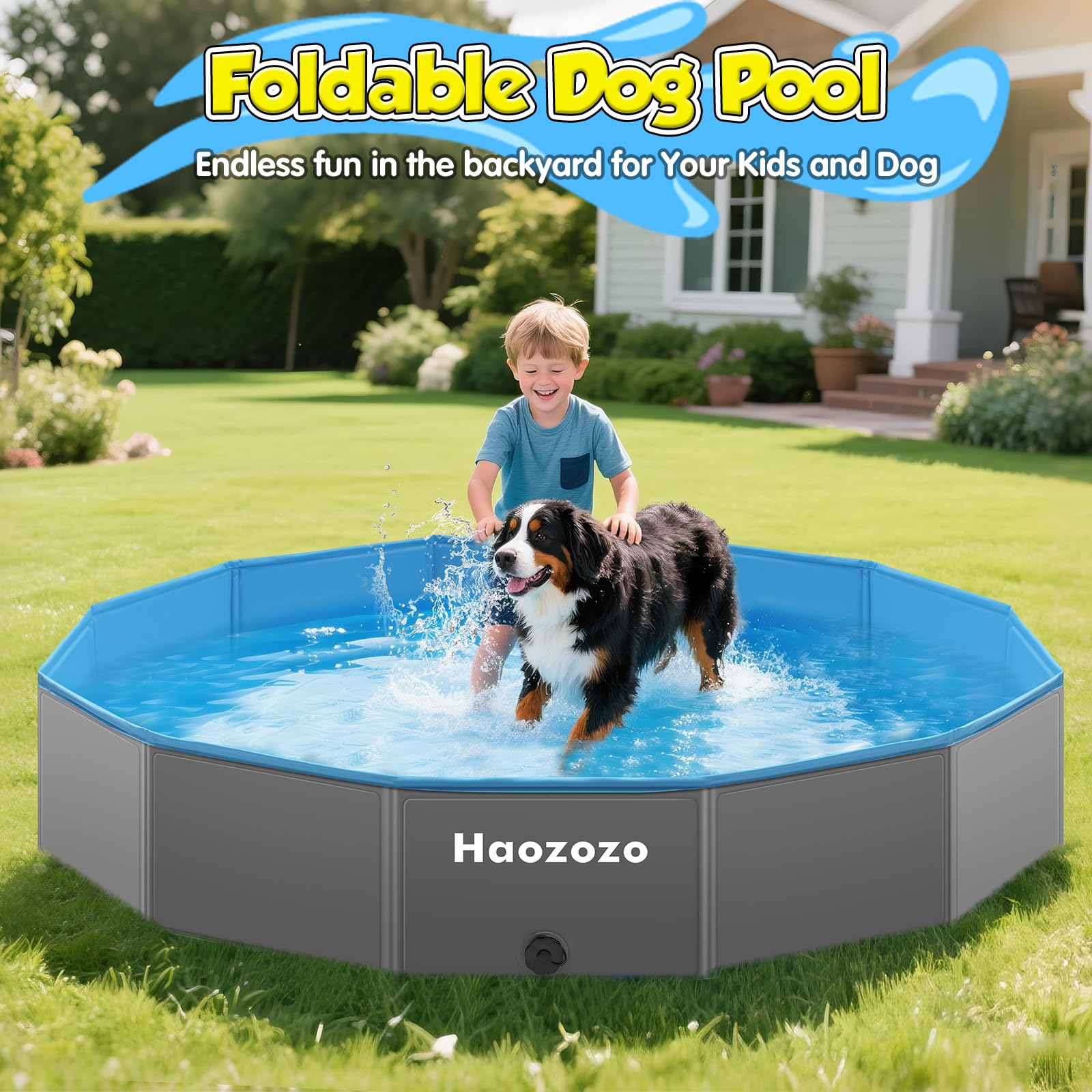 Piscine pour Chien, Bassin Renforcé pour Grands Chiens en PVC Durable, Piscine Pliable Sécurisée Antidérapante pour Chien - Faltbare Schwimmbecken Hund Planschbecken (160x30 cm)