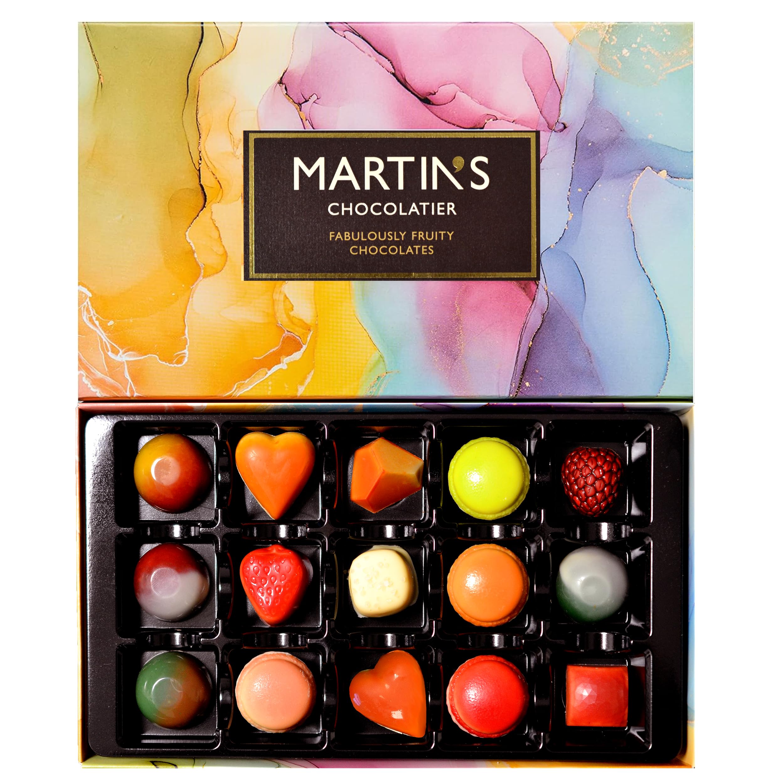 Martin’s Chocolatier Fabulously Fruity Collection | Luxury Handmade Chocolate Box | 15 Belgian Chocolates, 14 Assorted Flavours | Ideal Present for Birthdays & Anniversary (170g)