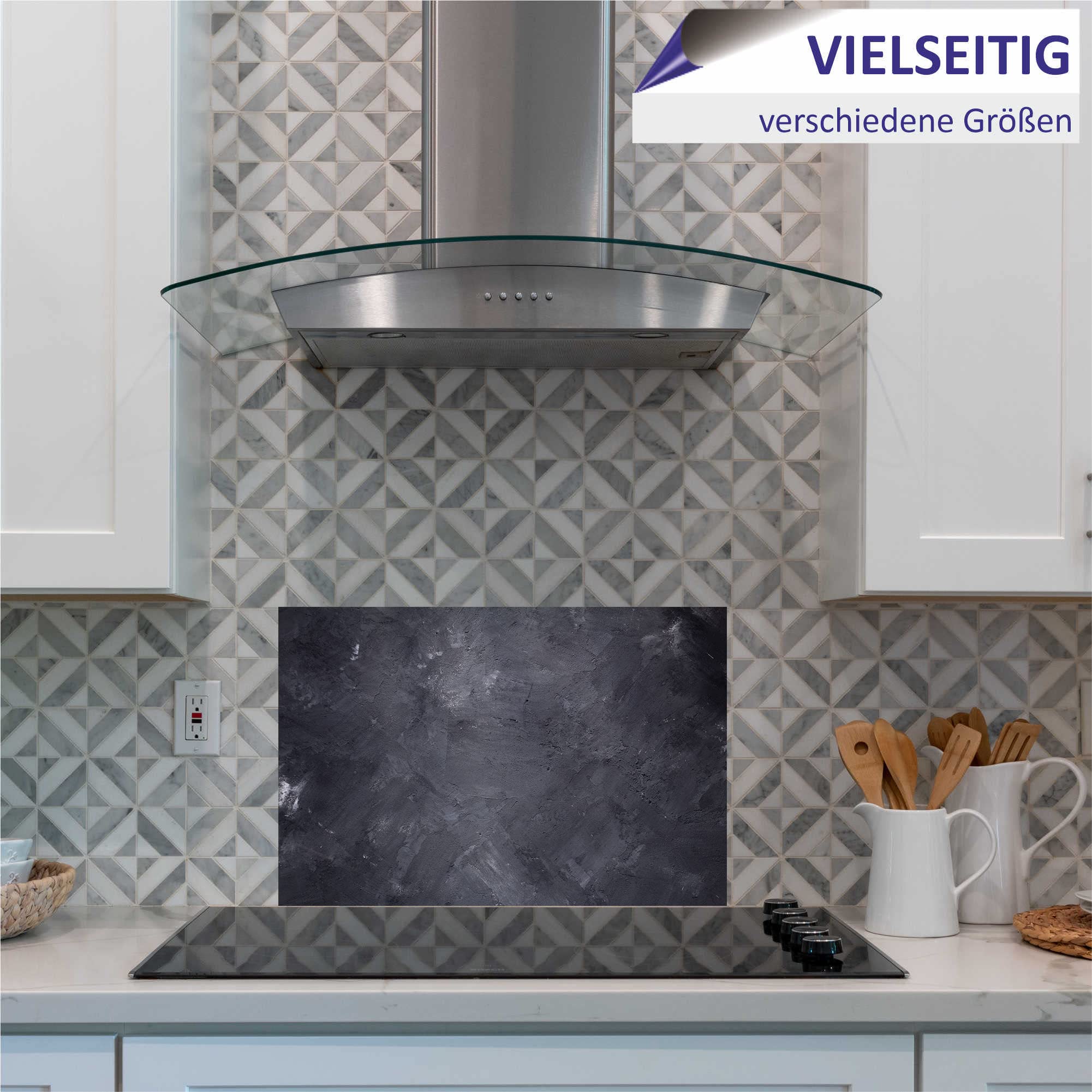 INDIGOS UG - Pannello posteriore da cucina per piastrelle, cemento nero, 100 x 60 cm, paraspruzzi in alluminio, resistente al calore, pannello posteriore da cucina, moderno, lavabile, per fornelli e