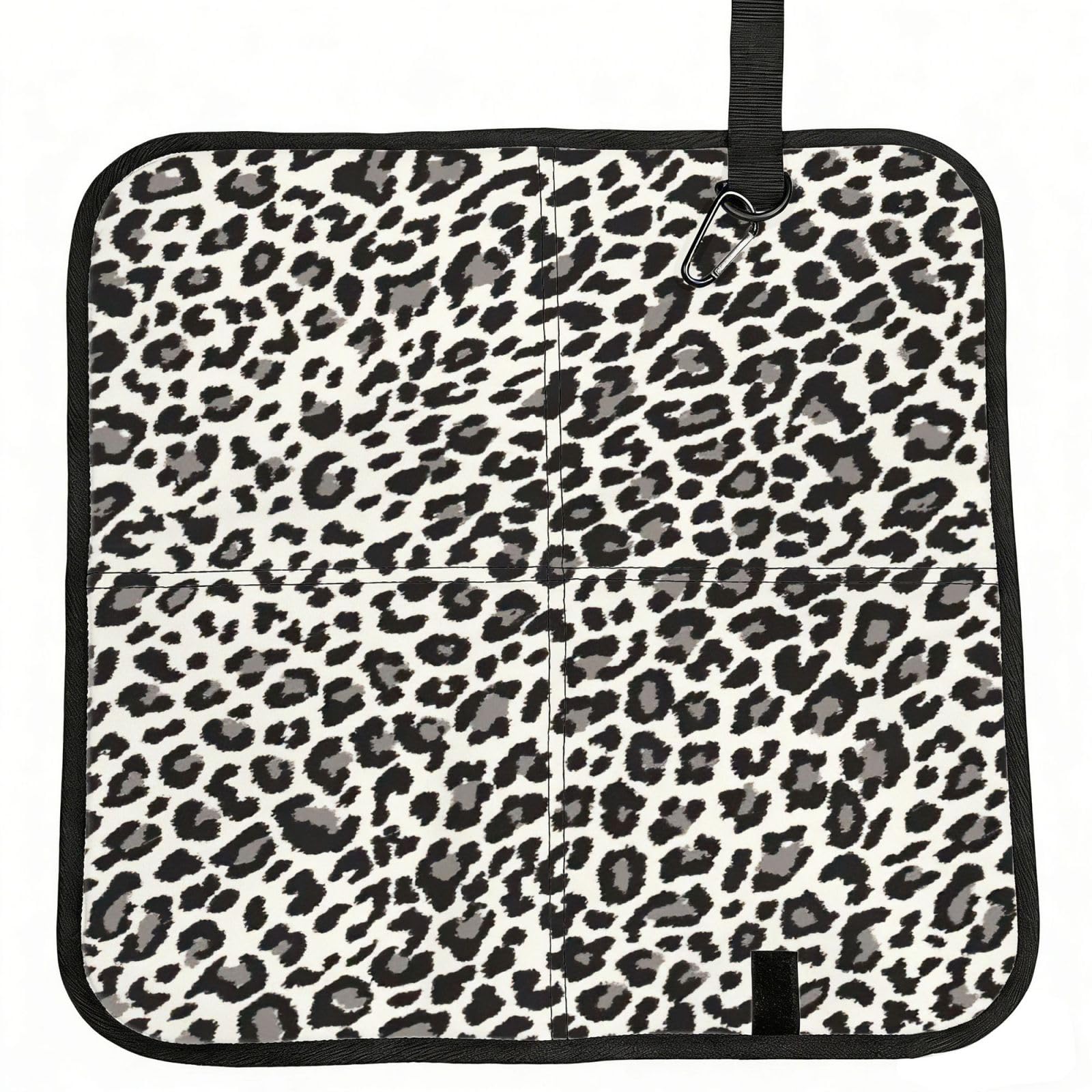 DEXNEL Black Leopard Print Print Foldable Seat Cushion Portable Stadium Pad Waterproof Outdoor Camping Mat 15.8 X 15.8 Inches