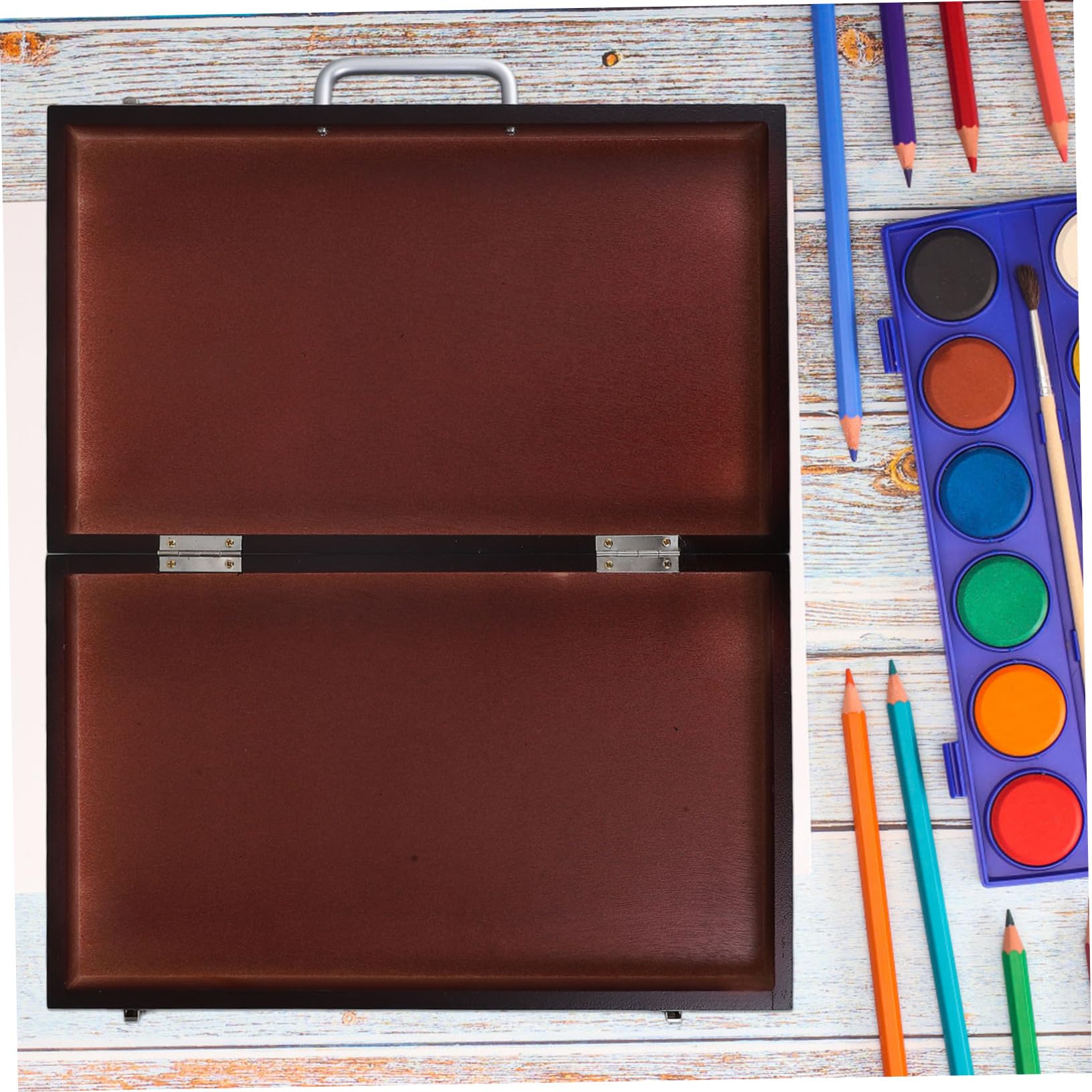 Homoyoyo Boîte de Rangement Bois pour Peinture Palette Artiste avec Couvercle Boîte de Transport pour Pinceaux et Matériel de Dessin