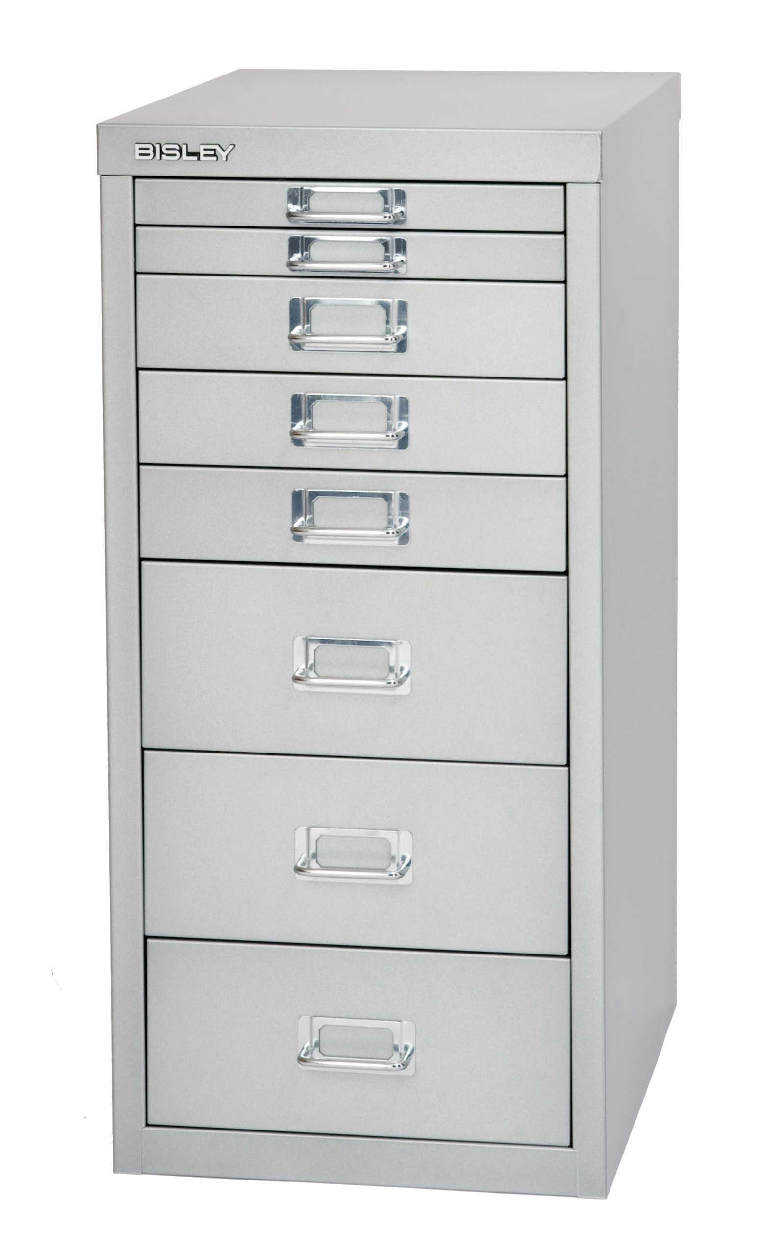 BISLEY MultiDrawer, Serie 29, DIN A4, 8 cassetti, Metallo, 355 Argento, 38 x 27.9 x 59 cm