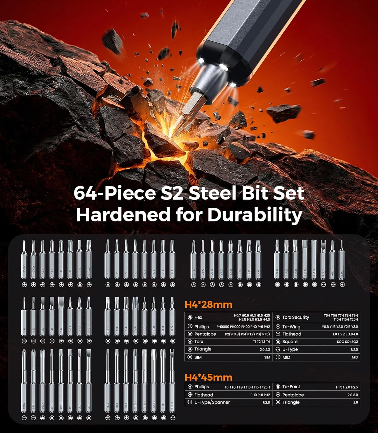 AXTH 76-in-1 Mini Electric Screwdriver Set, [Precise Torque Control] Magnetic Power Precision Screw driver, Rechargeable Tiny Cordless Repair Tool Kit, for Eyeglass, Watch, Computer, PS5, Electronic