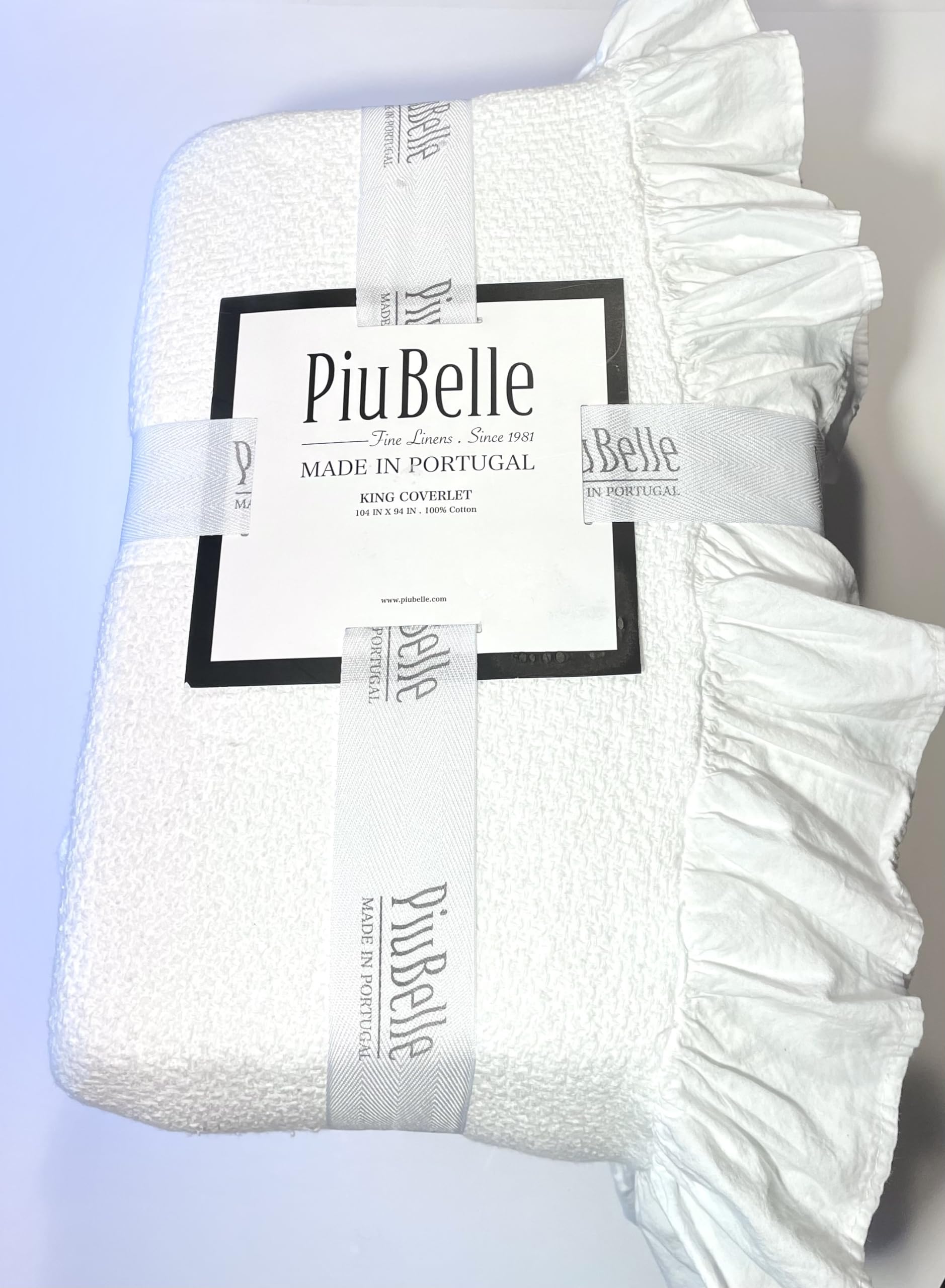 HOME GOODS Piubelle Piu Belle Portugal 100% Cotton-Hotel Luxury Matelasse All Season, Lightweight Quilt Coverlet Bedspread Textured Raised Patterns (King (U.S. Standard), Clarissa), White