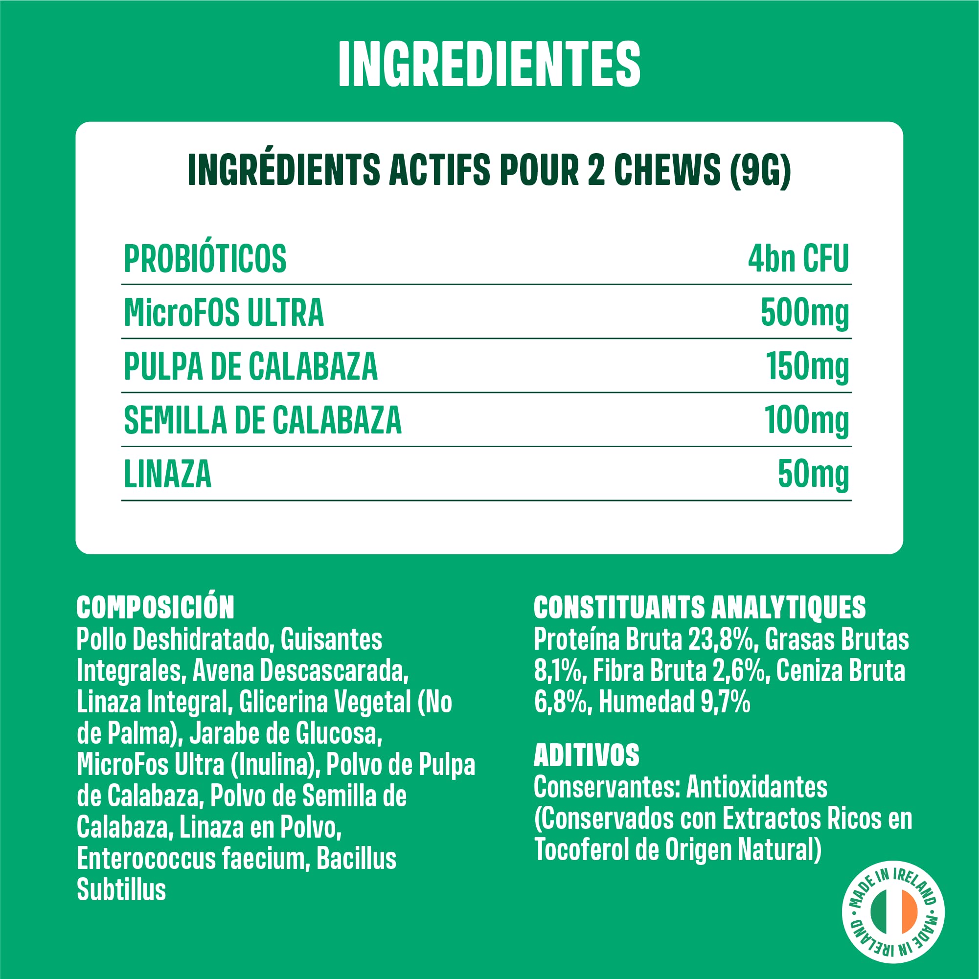 ivvi Probiotic - Complemento Alimenticio para Perros Bienestar Digestivo – Probióticos, Calabaza, Avena, Semillas de Lino y Calabaza - 60 Deliciosas Golosinas con Pollo, 270g