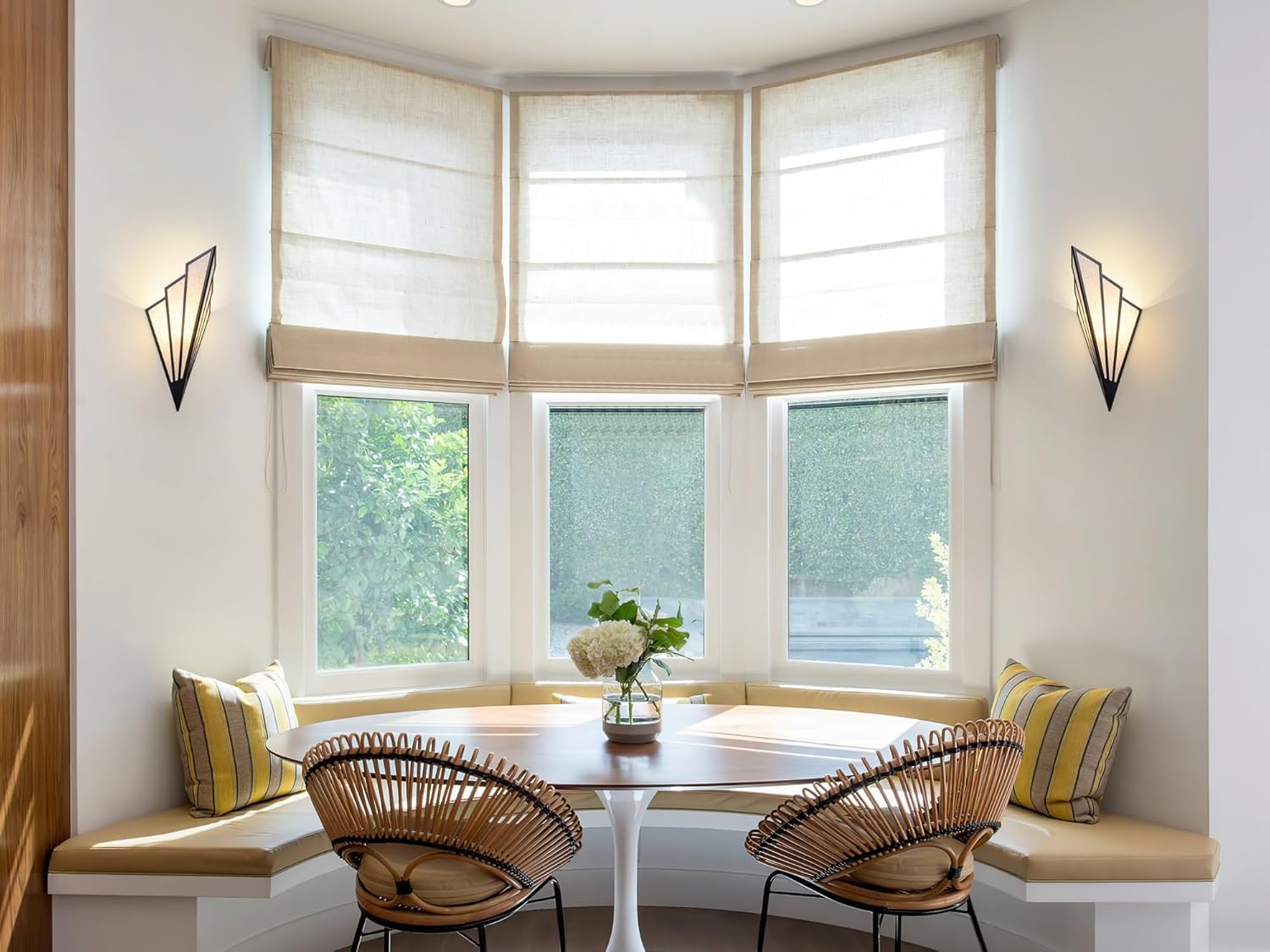 Battery Operated Wall Sconces Set of 2,Not Hard Wired Fabric Shade Triangle Remote Control Wall Lights, Wireless Lamp Fixture for Bedroom, Living Room, Bathroom, Hallway (Color : Black)