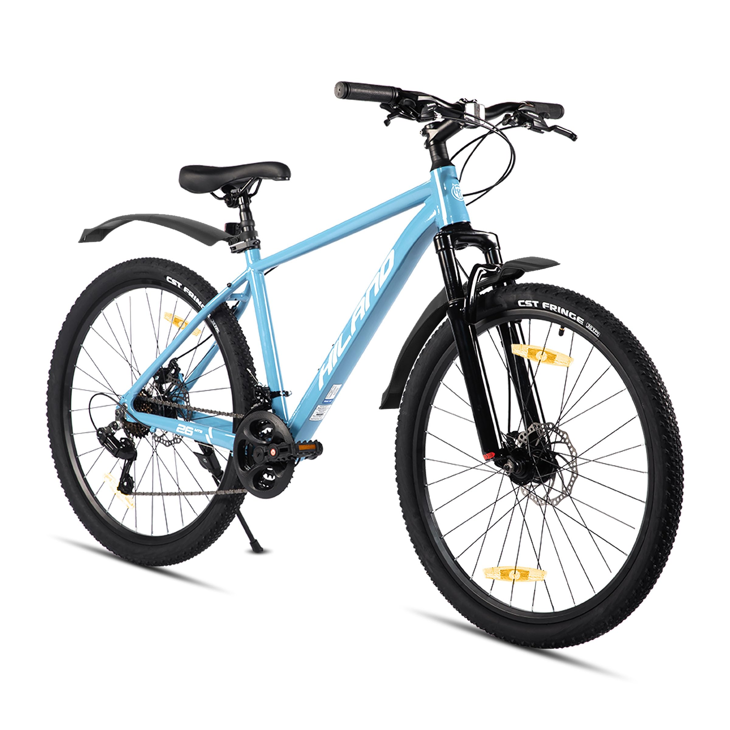 Hiland - Bicicleta de montaña de 26/27,5 pulgadas para mujeres, hombres y adultos, 21 velocidades, con marco de aluminio, frenos de doble disco, para hombre y mujer, color negro/verde/azul/morado