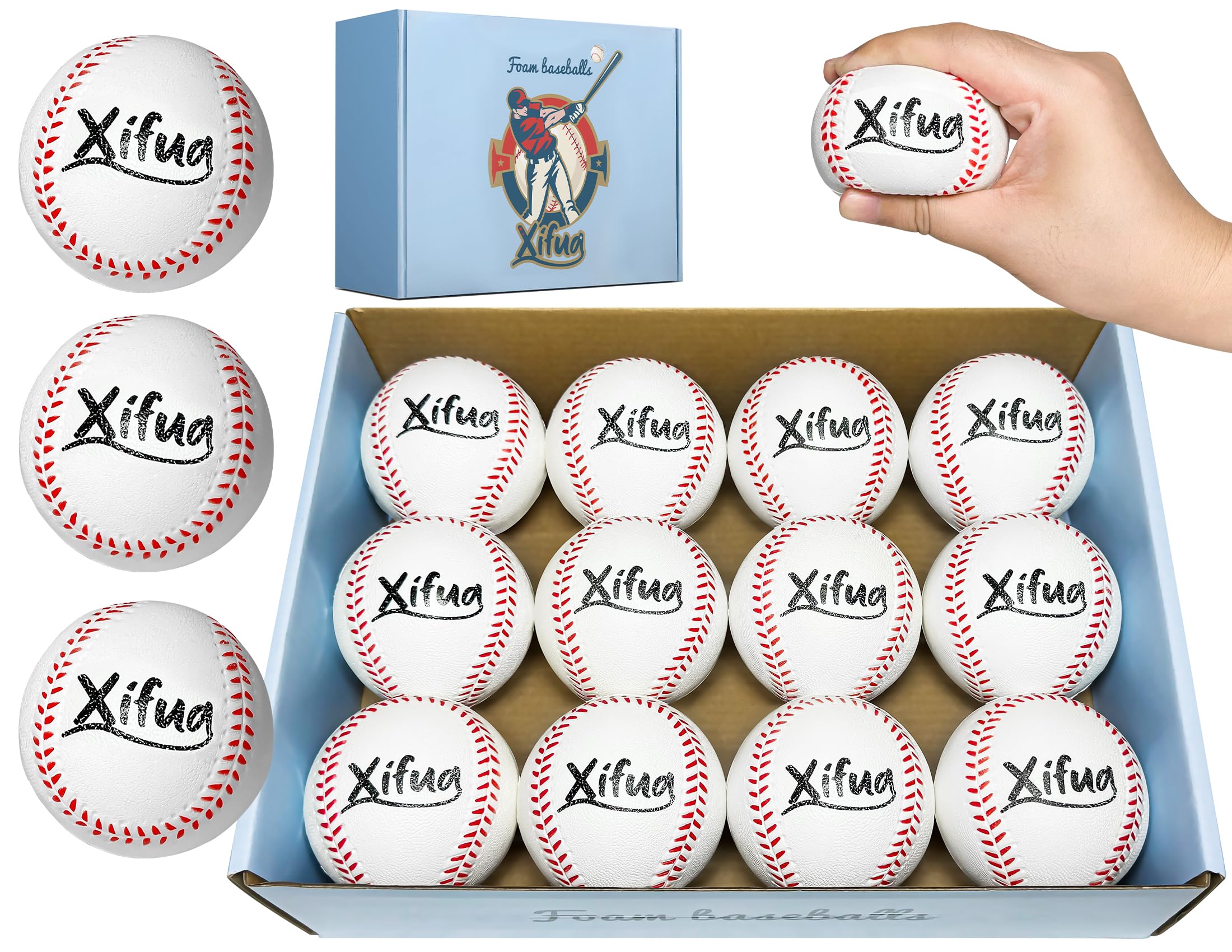 Foam Baseballs 12 Pack - Soft & Safe Training Balls for Youth & Adults, Regulation Size Indoor/Outdoor Practice for Throwing, Catching, Batting - Ideal Baseball Training Equipment for Kids, Teens