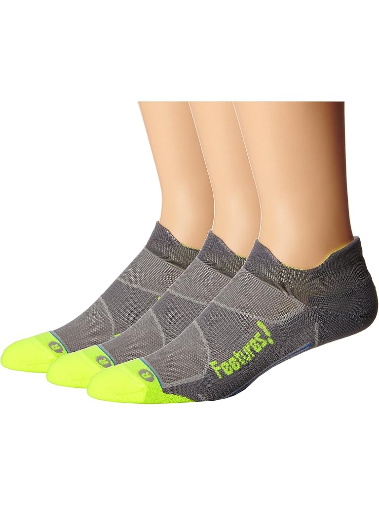 Gray Feetures Elite Light Cushion No Show Tab 3-Pair Pack