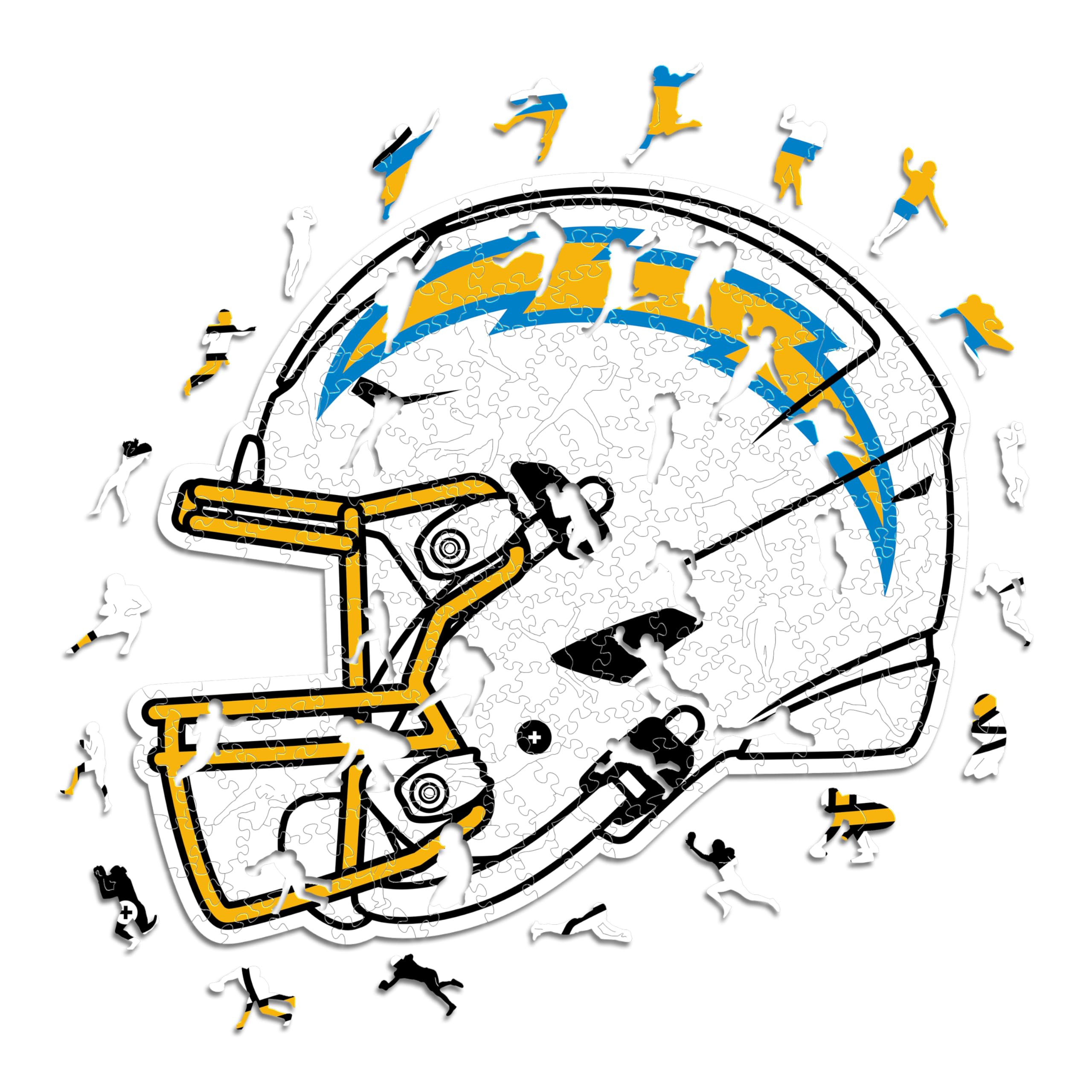 Iconic Puzzles, Los Angeles Chargers Helmet, Wooden Puzzle officially licensed NFL, 100% sustainable