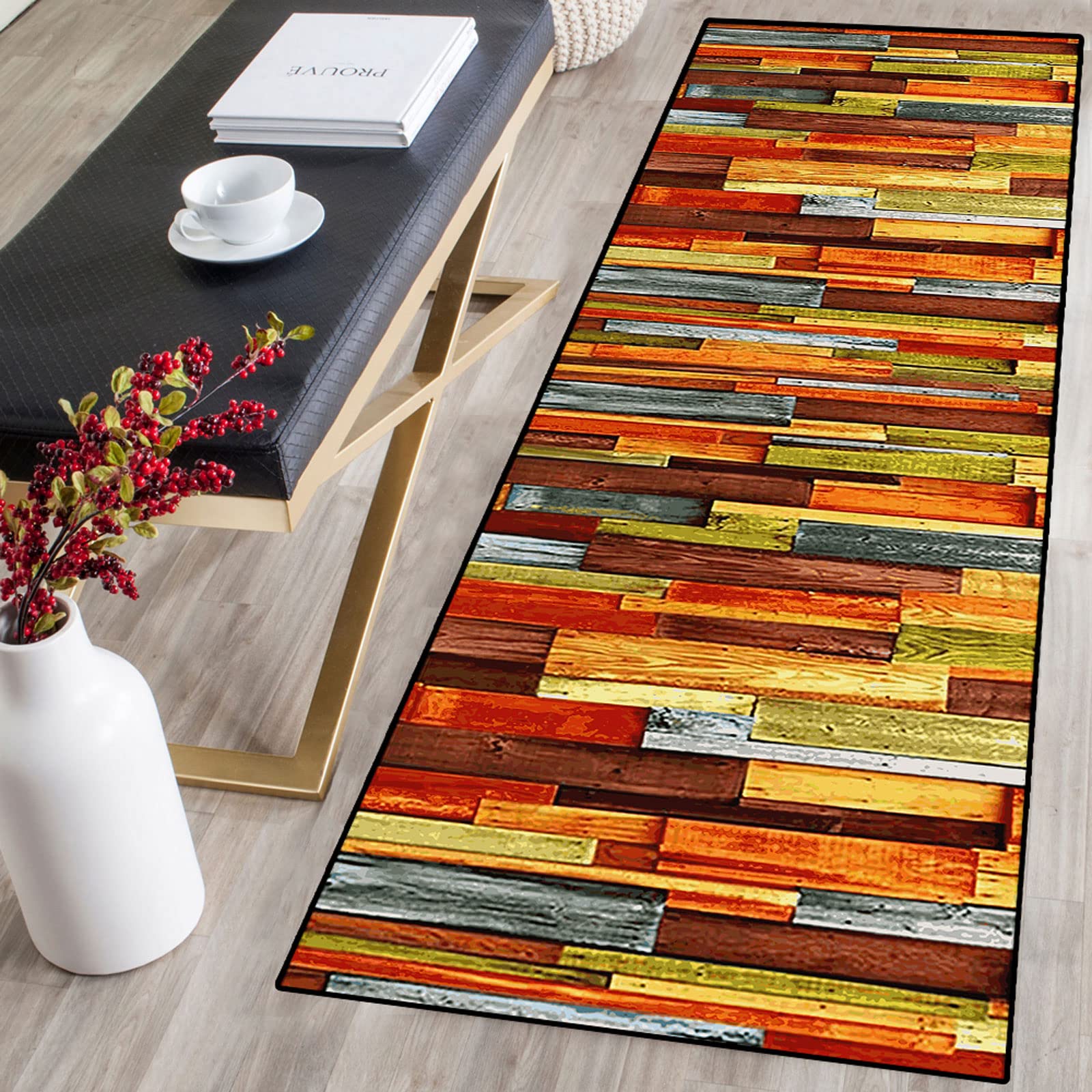 Alfombra de Pasillo Alfombra de Algodón，Lavable con Respaldo de Goma Alfombra de Microfibra，Fácil de Limpiar,Superficie Suave,Pelo Corto Alfombra para Salón Lavadero Dormitorio Corredor