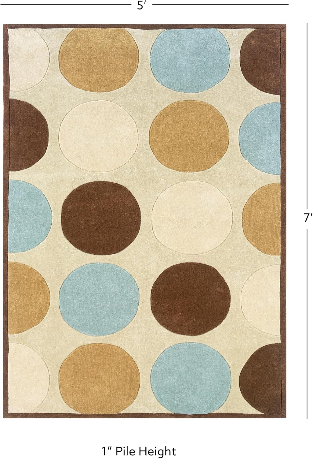 Linon Trio Collection Ice Blue, Brown, 5 x 7