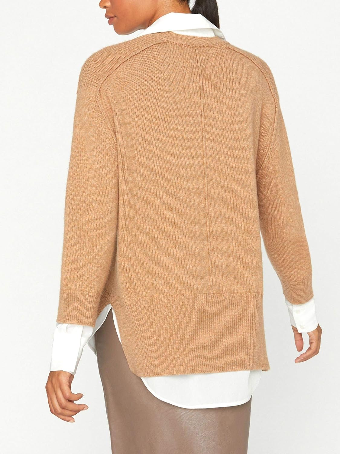 Brochu Walker The Looker Layered V-Neck Sweater - Long Sleeve Warm Sweaters for Women, Oversized Wool & Cashmere Pullover