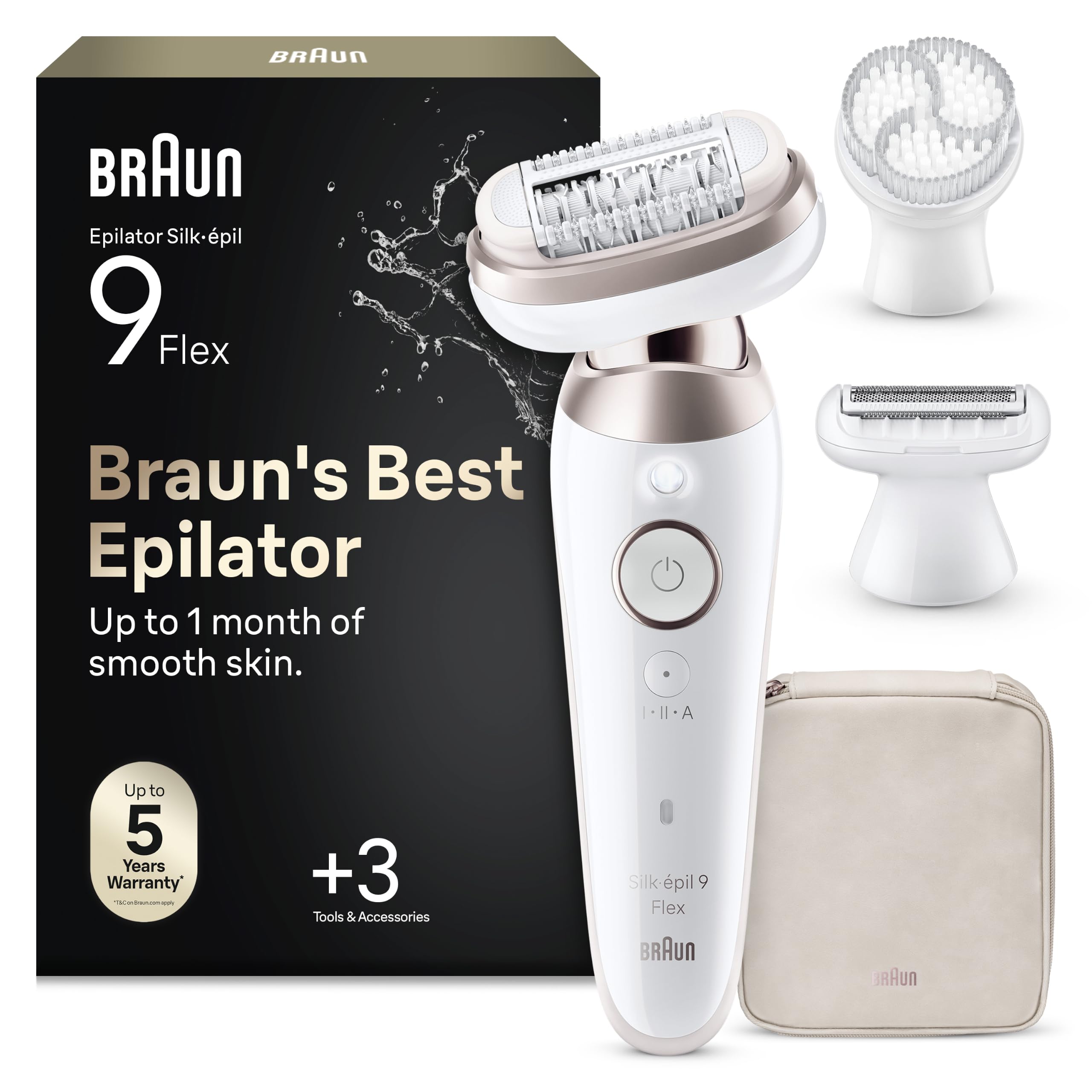 Braun Silk-épil 9 Flex 9-060 3D Depiladora eléctrica femenina con cabezal flexible de 360° para una depilación fácil, en húmedo o en seco, piel suave mucho más tiempo, color blanco y rosa