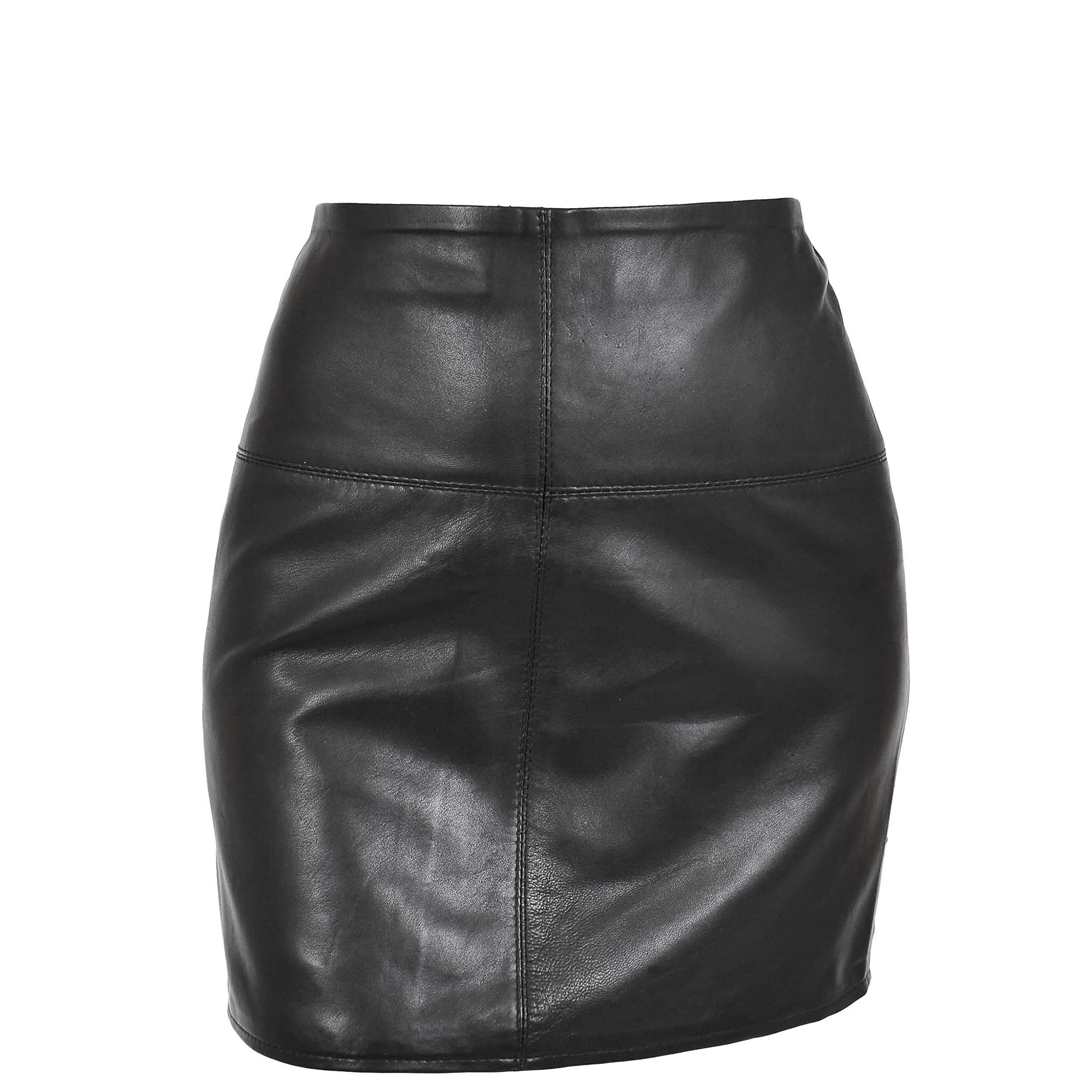 Ladies Leather 16 Inch Pencil Mini Skirt Club Office Casual Wear SKT5 Black (as8, Numeric, Numeric_16, Regular, Regular)