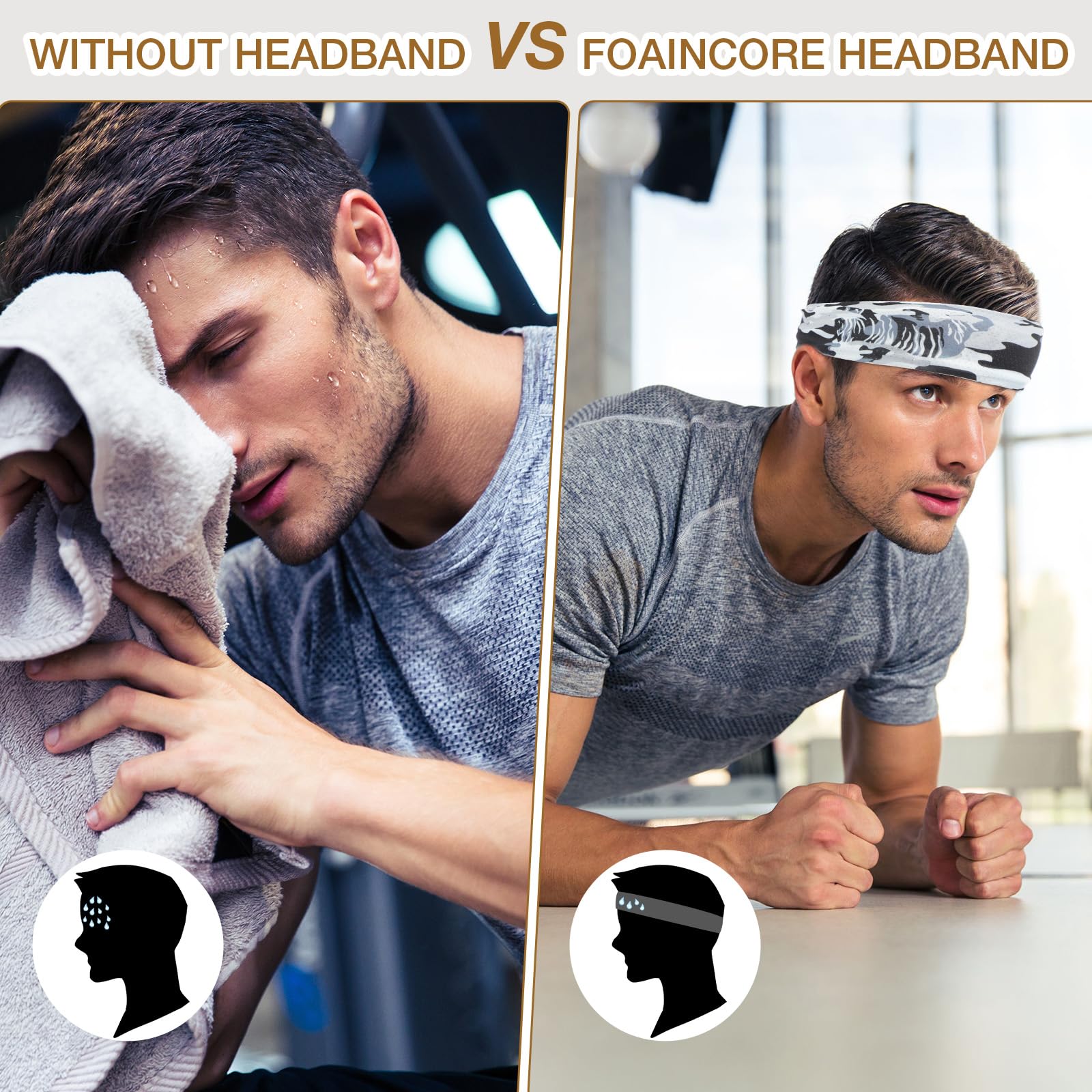 Sweat Headbands For Men Men Women Non-Slip Breathable Sweat