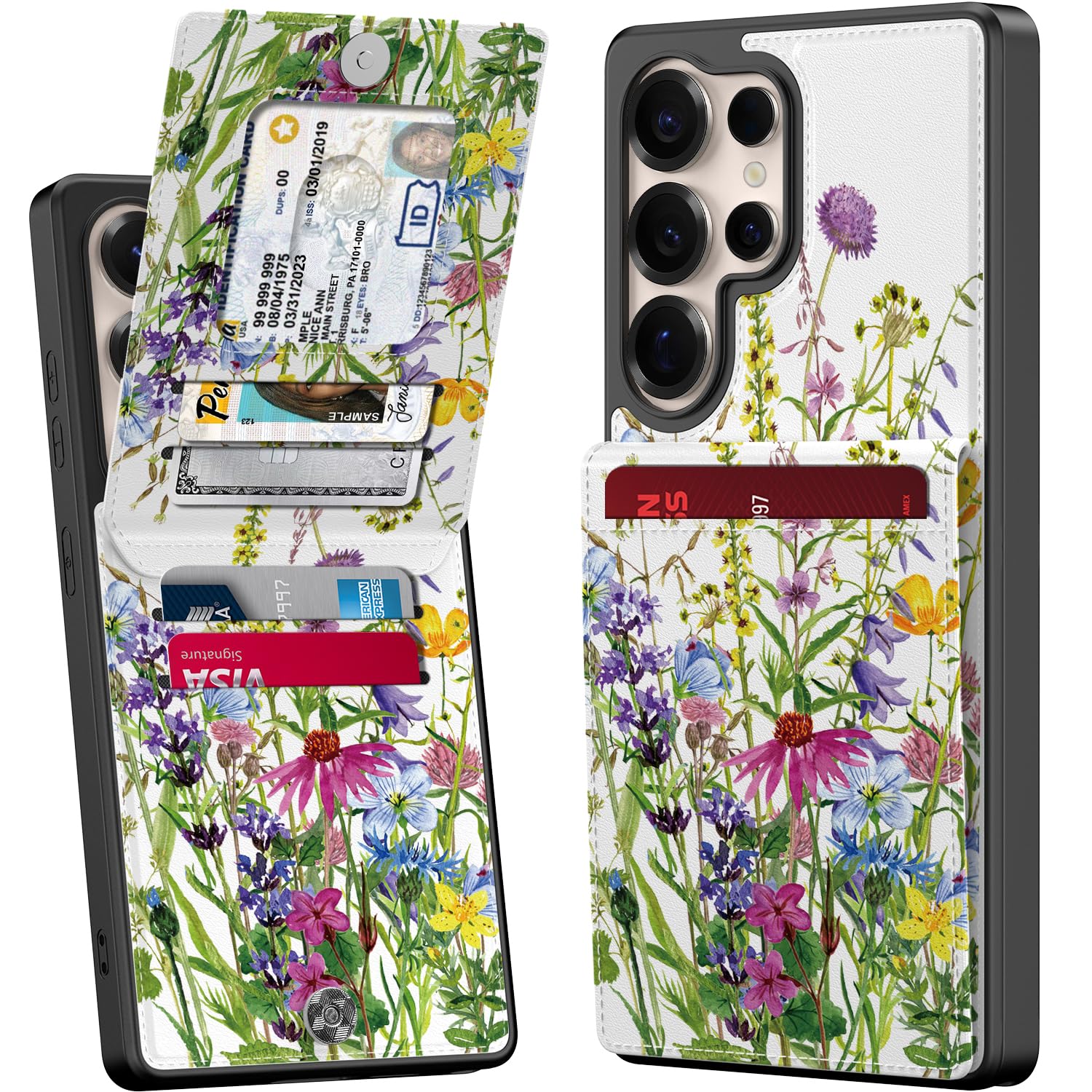 Bemal for Samsung Galaxy S25 Ultra Wallet Case with Card Holder, Fashion Printed, RFID Blocking, PU Leather Kickstand, Magnetic Closure, Shockproof