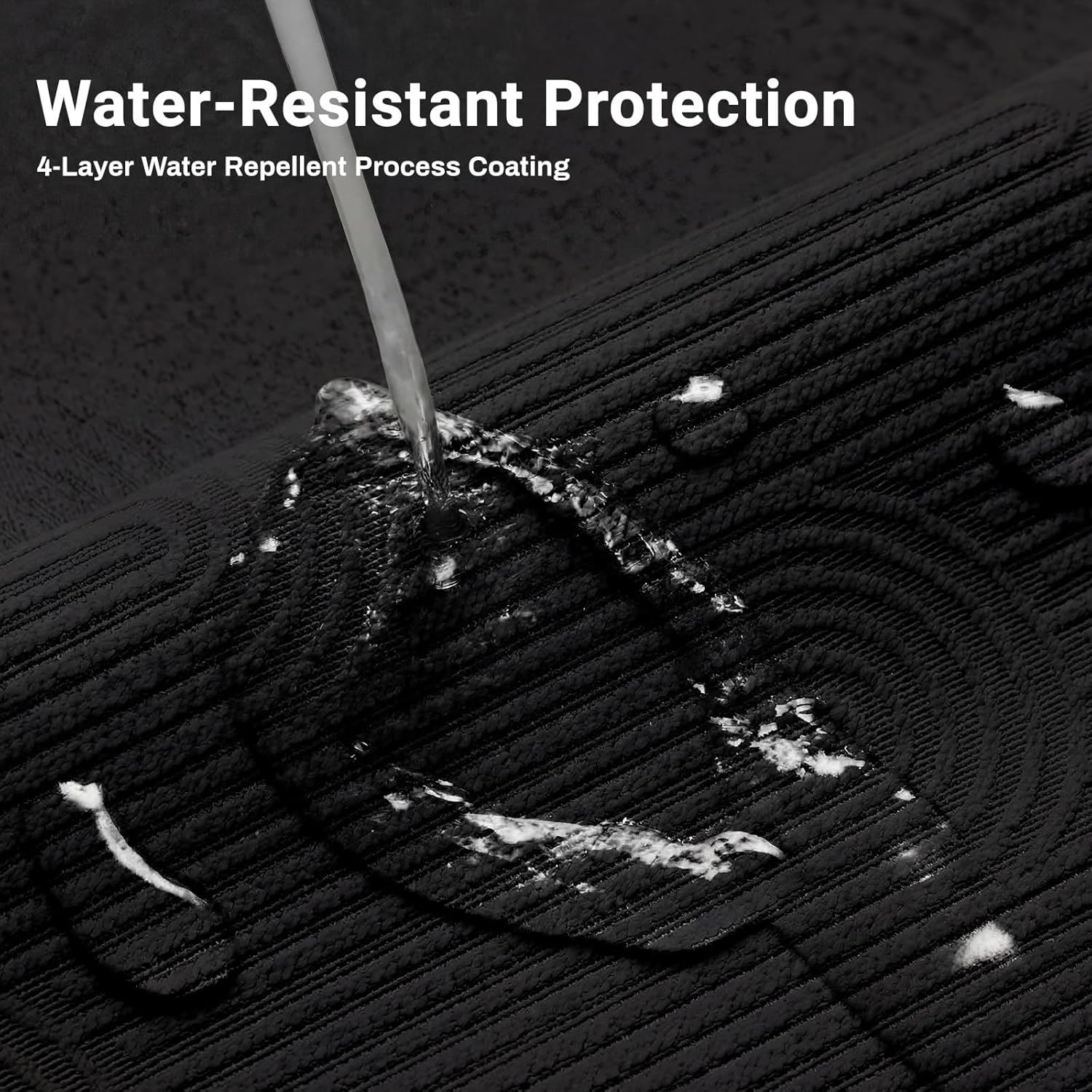 BTTN Long Boho Shower Curtain - 72x84 Modern Elegant Arch Textured Waterproof Fabric Shower Curtain Set with Plastic Hooks, Tall Mid Century Minimalist Polyester Shower Curtains for Bathroom - Black