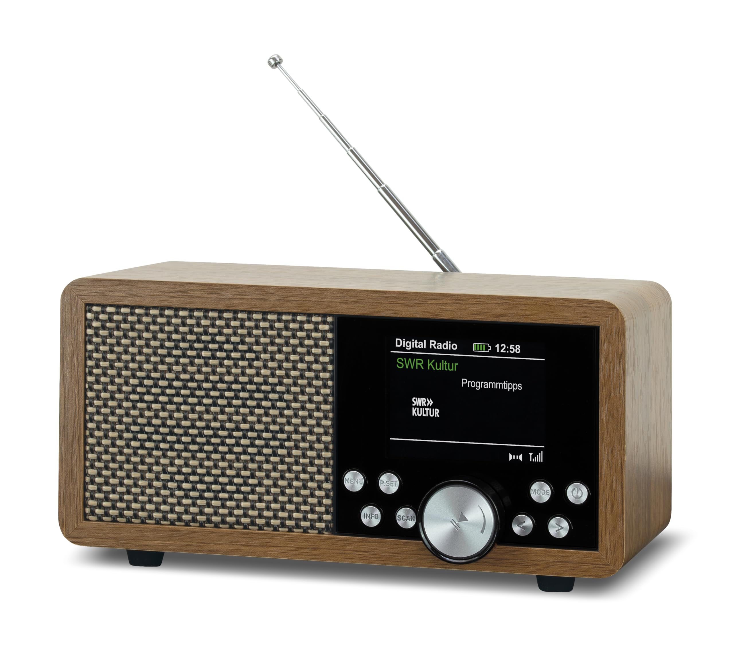 Dynavox DBT600 DAB+ Tragbares Radio (Holzdekor braun)