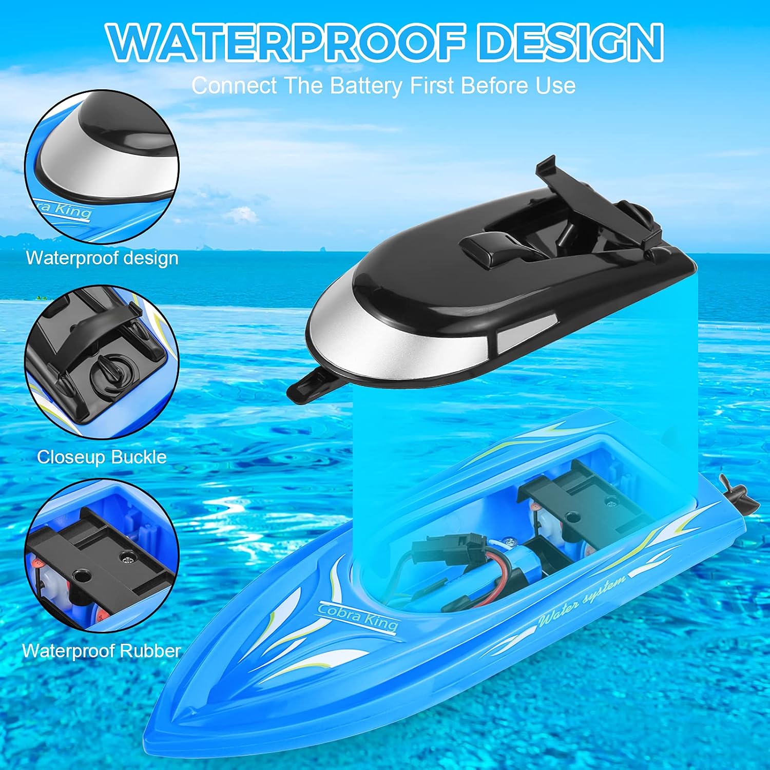 2 Pack RC Boat Remote Control Boats for Pools and Lakes for Kids and Adults, 10 kmH 2.4 GHz RC Boat for Boys 4-7 8-12 Years with 4 Rechargeable Batteries