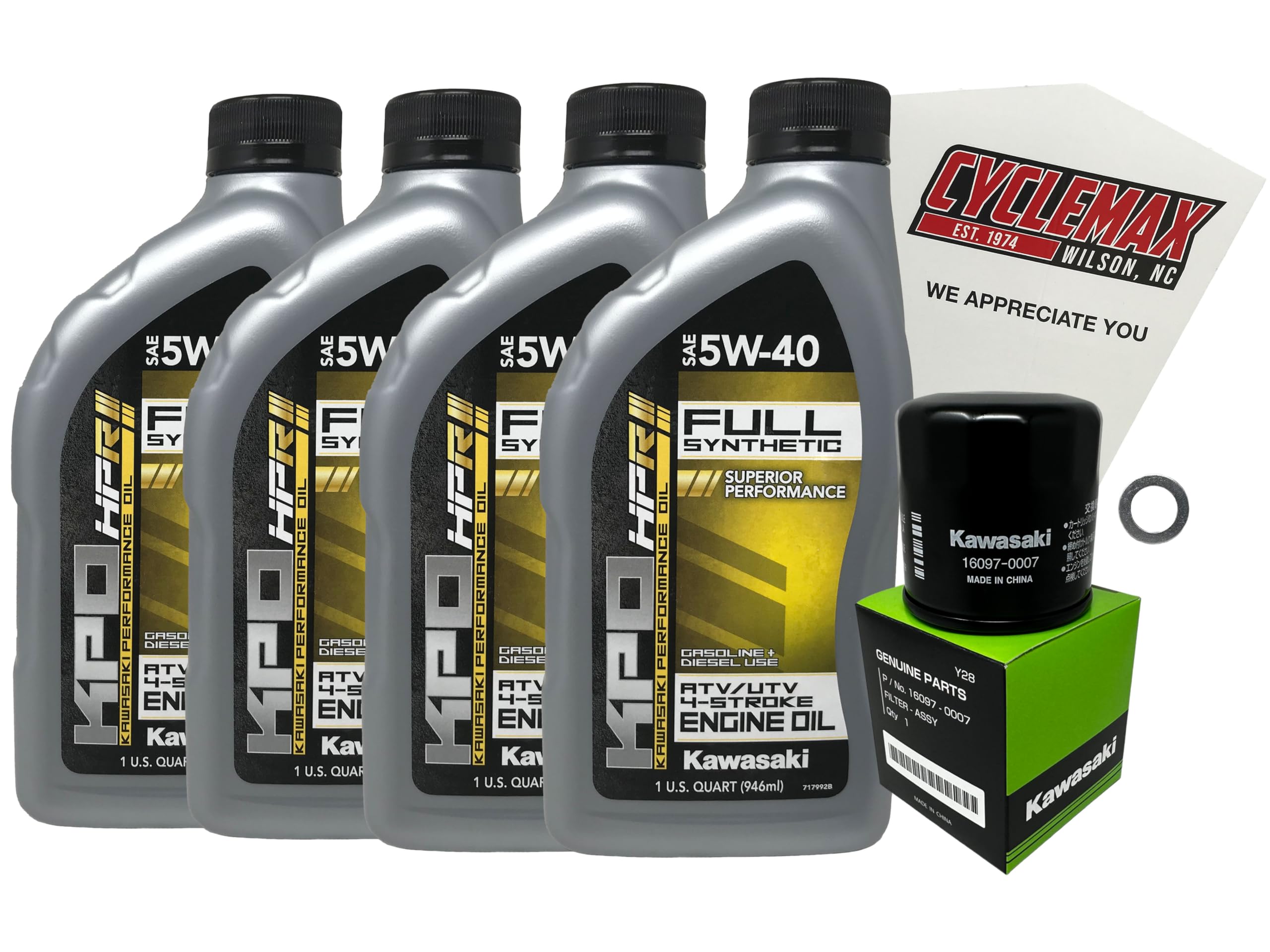 Cyclemax Full Synthetic Oil Change Kit compatible with 2015-2023 Kawasaki Teryx 800