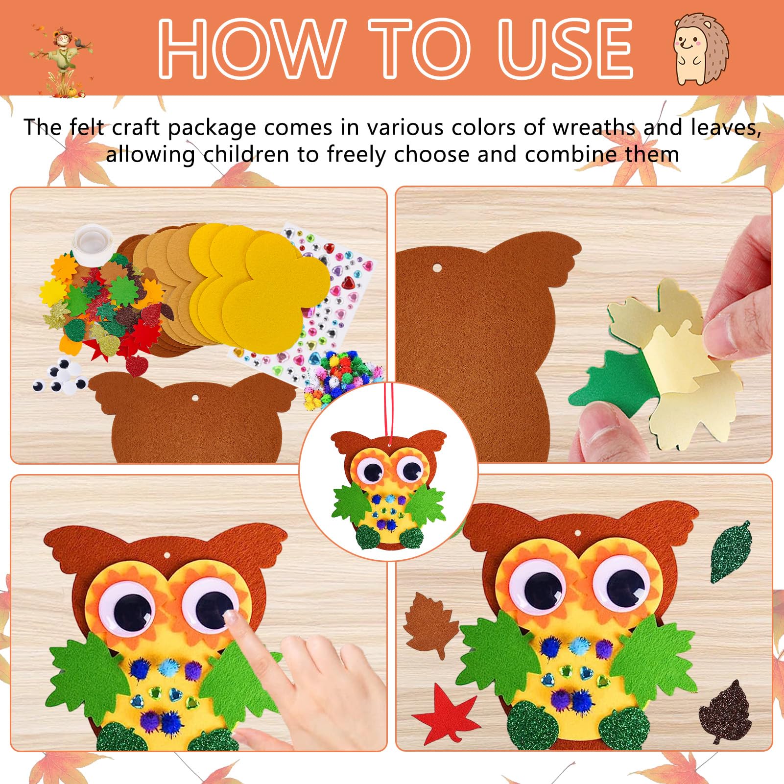 Kit Artisanat Automne Enfant - 92 Pièces Hibou DIY En Feutre