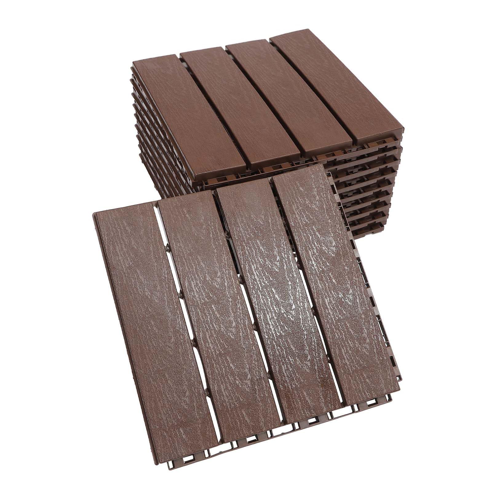 12 Lattes Dalles en Bois d’Acacia Carrelage de Balcon, Dalles de Terrasse Emboîtables, Carrelage Sol Bois Dalle Clipsable Revêtement, Épaisseur 20 MM pour Jardin Piscine Balcon (10, 30 * 30 cm)