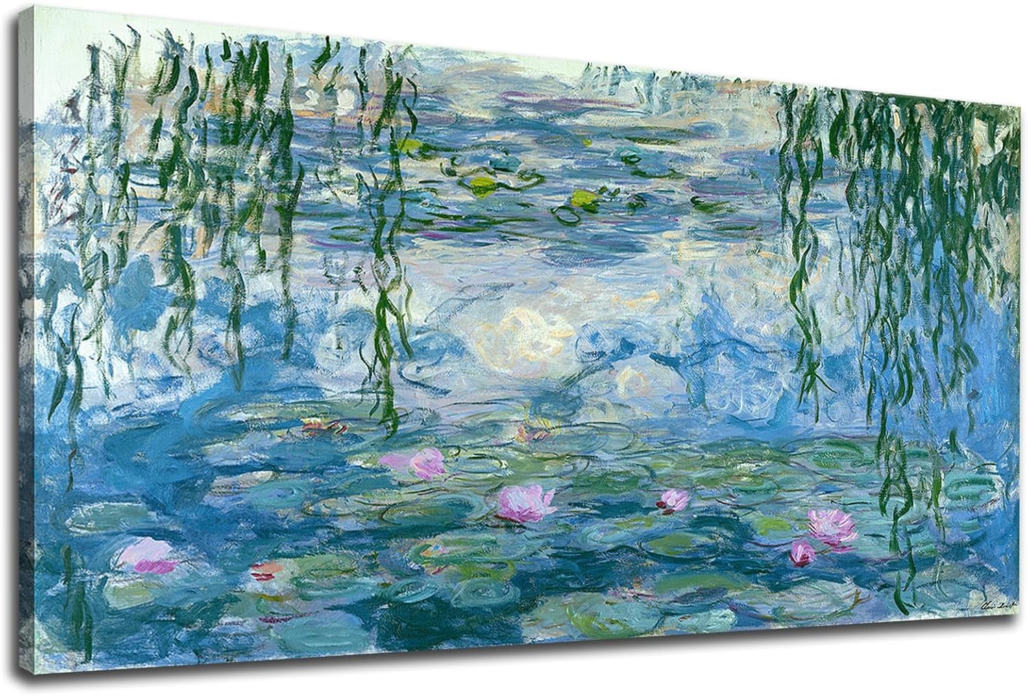 tigeridge Water Lilies Wall Art - Claude Monet Painting Picture Floral Masterpiece Reproduction Abstract Canvas Prints Artwork Large Art Decor Aesthetic for Bedroom Living Room Home Office 29" X 58" 58L" x 29W" Water Lilies