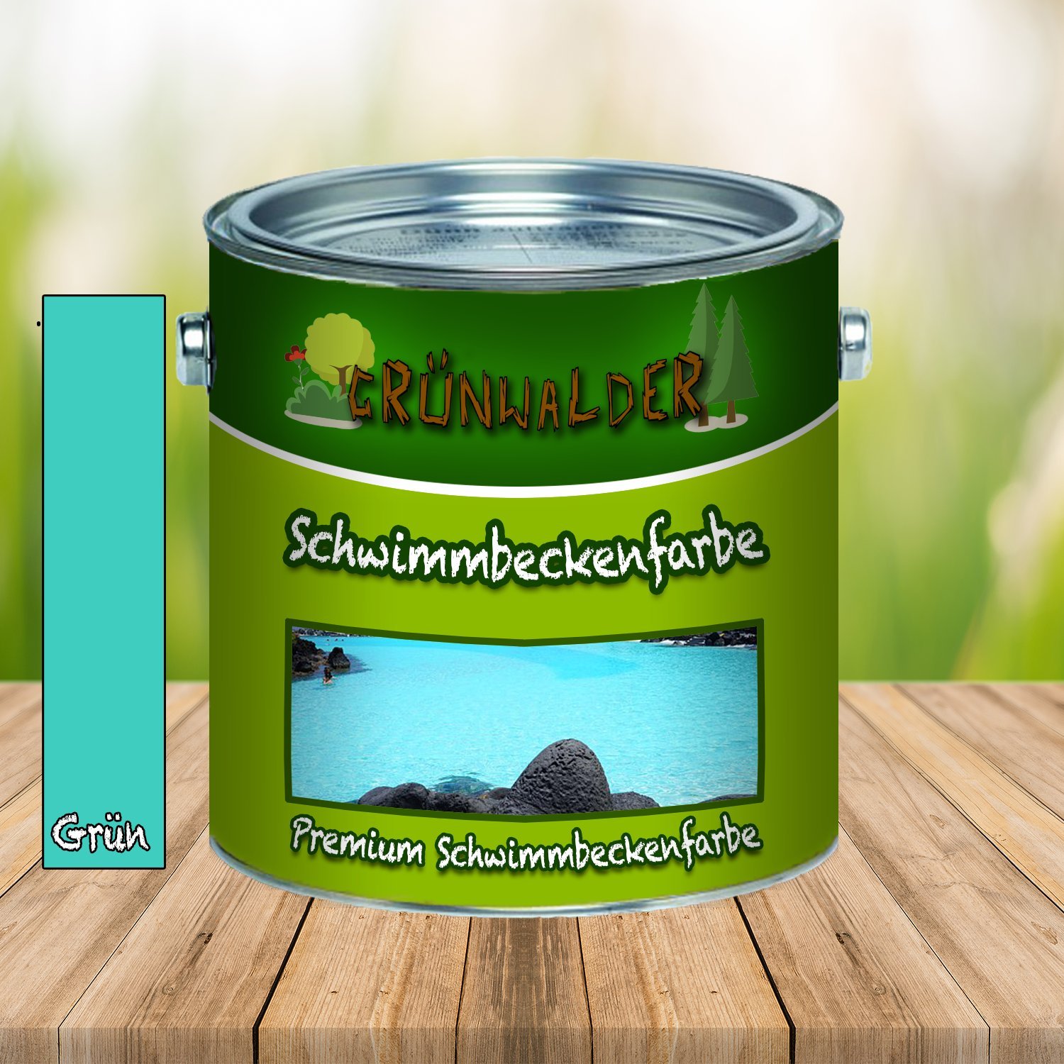 Schwimmbeckenfarbe premium Poolfarbe in Blau Weiß Grün Seegrün Grau Anthrazitgrau Lichtgrau ungiftige, wasserdichte Teichfarbe (10 L, Grün)