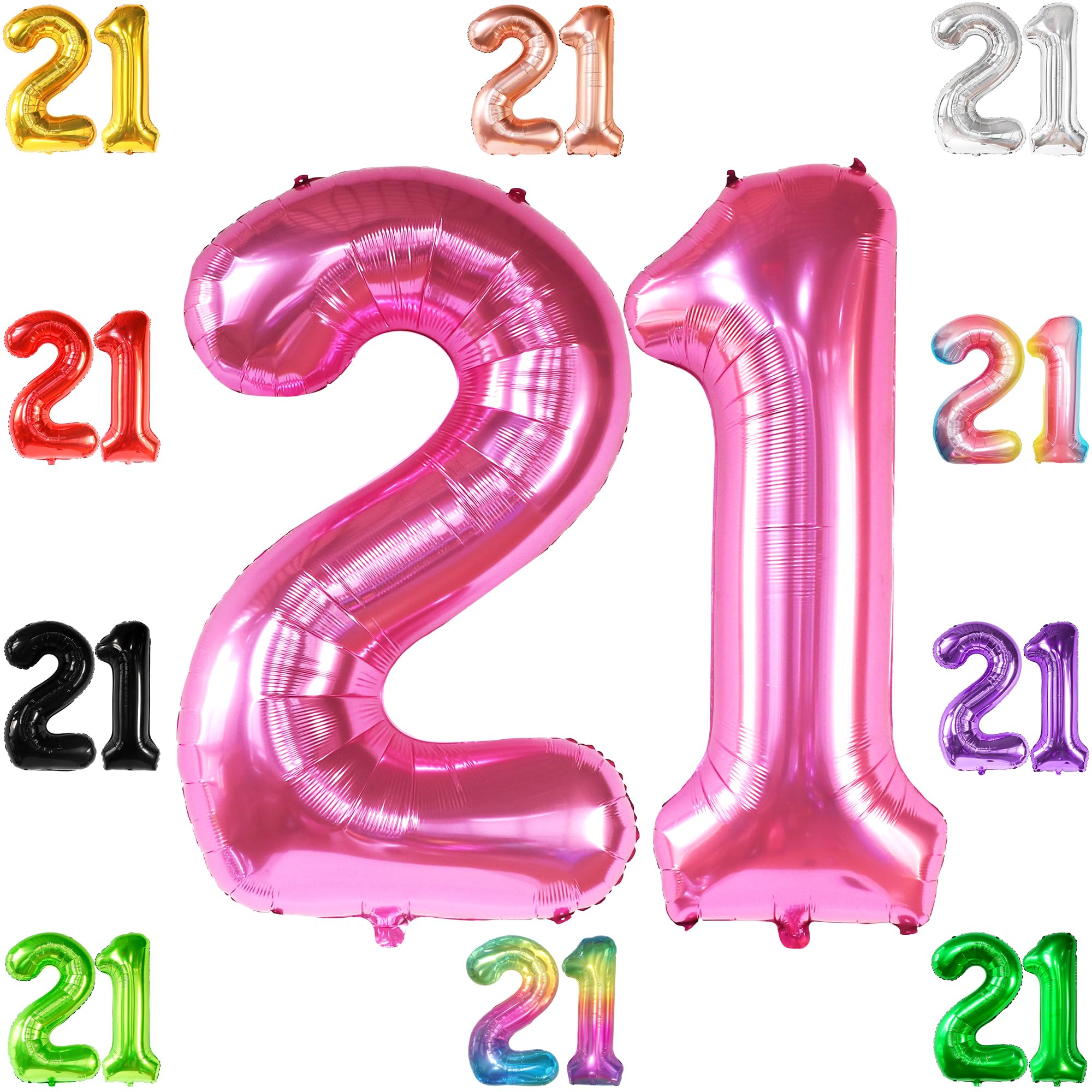 Amazon.com: KatchOn, Hot Pink 21 Balloons Number - 40 Inch | Pink