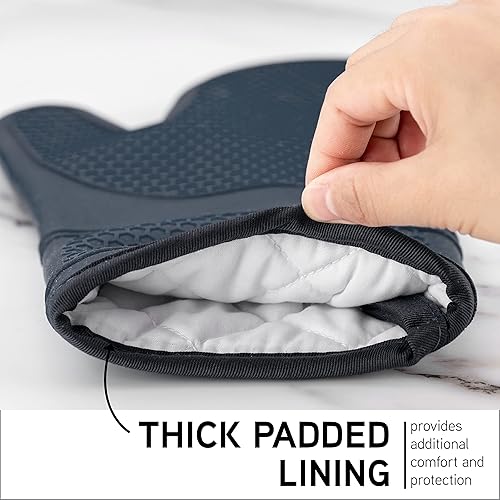 Miniatura 6 de COOK WITH COLOR Juego de 6 guantes de silicona para horno, juego de 6 unidades, guantes resistentes al calor con forro acolchado suave, juego de 2