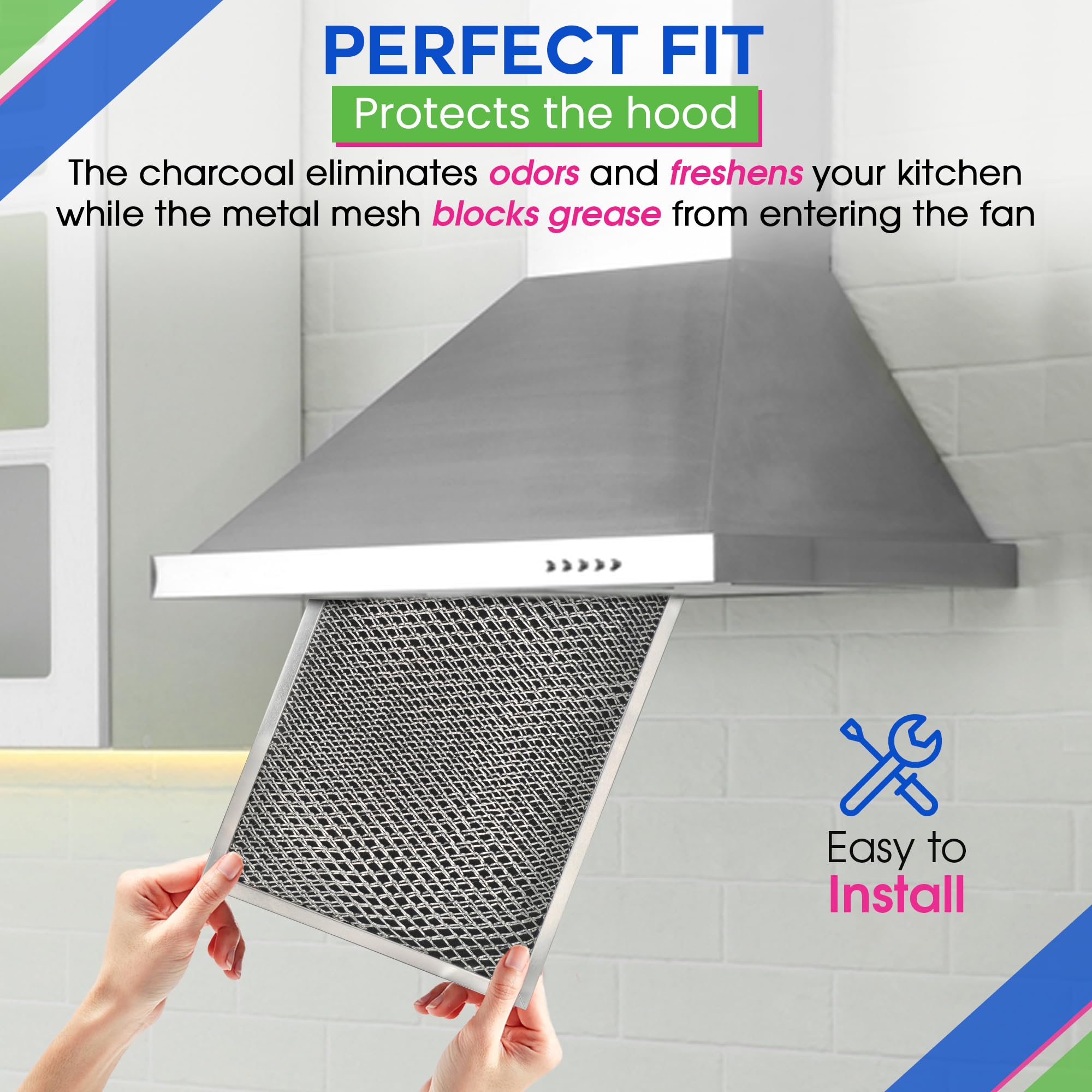 Filtro de campana extractora de 8.5 x 11.25 pulgadas para filtro de grasa de carbón combinado LL62F – Repuesto de filtro de campana extractora Broan sin conductos – Filtros de pantalla de malla