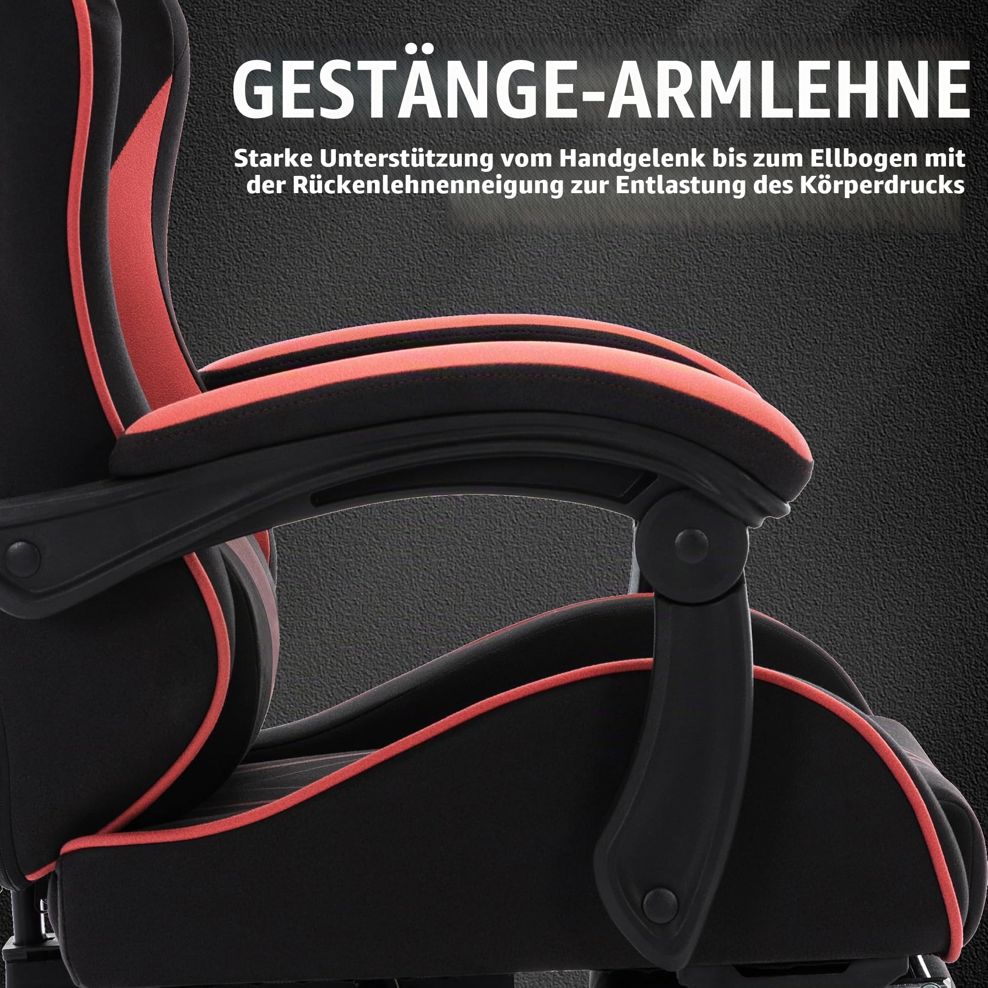 Gaming Stuhl mit Fußstütze Ergonomisch mit Kopfstütze& Lendenkissen-Bürostuhl mit Premium- Technikstoff&130kg Tragfähig für Esports/Homeoffice/Zocken (Erwachsene/Jugendliche/Kinder)
