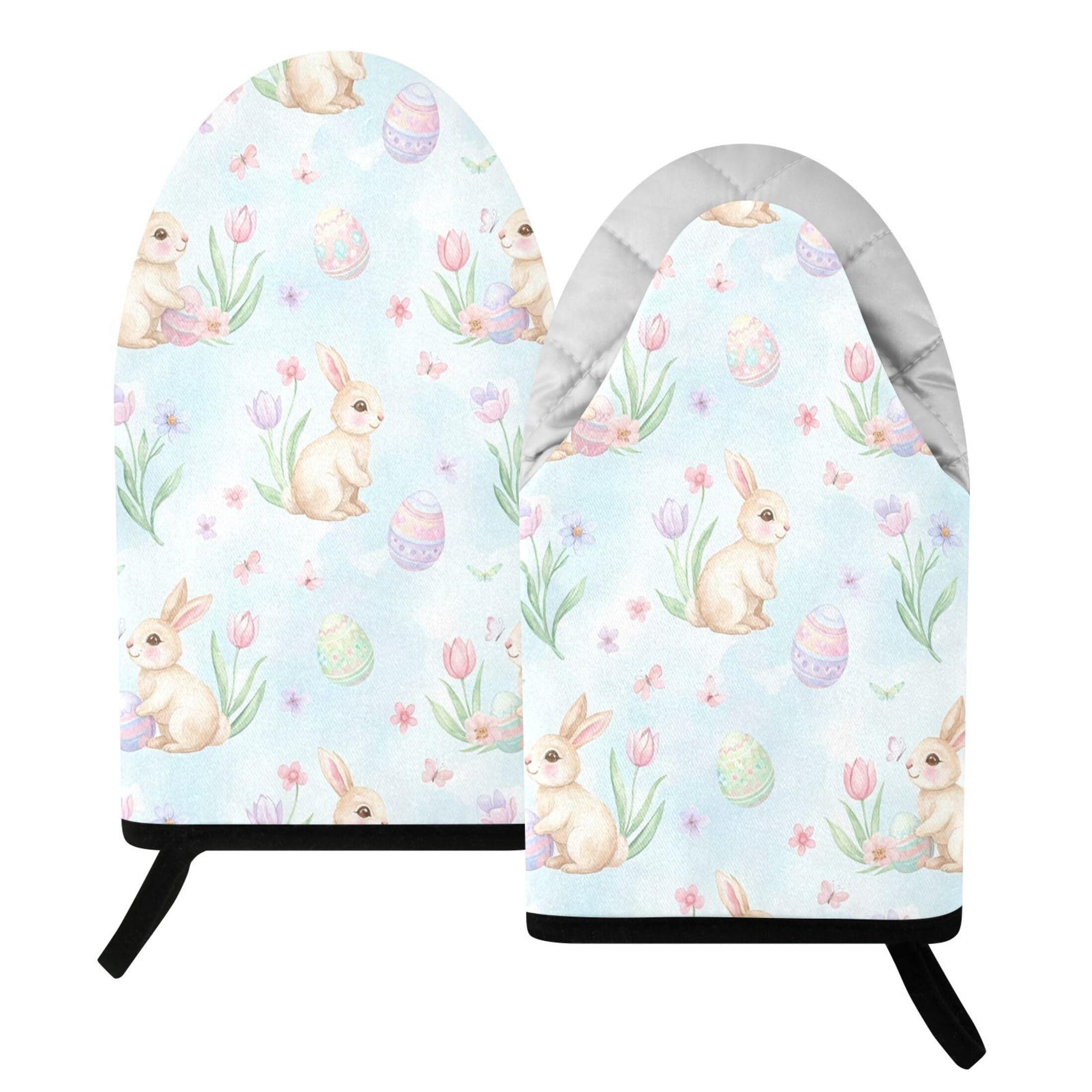 Kutsu Rabbits Oven Mitts for Kitchen, Heat Resistant Cotton Oven Gloves for BBQ Baking Cooking, Breathable Kitchen Essentials, 2 pcs