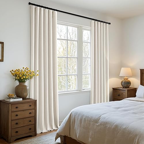 Miniatura 2 de MIULEE - Cortinas opacas al 100% de 96 pulgadas de largo, 2 paneles, lino sintético grueso, para oscurecer la habitación, con pestañas traseras,