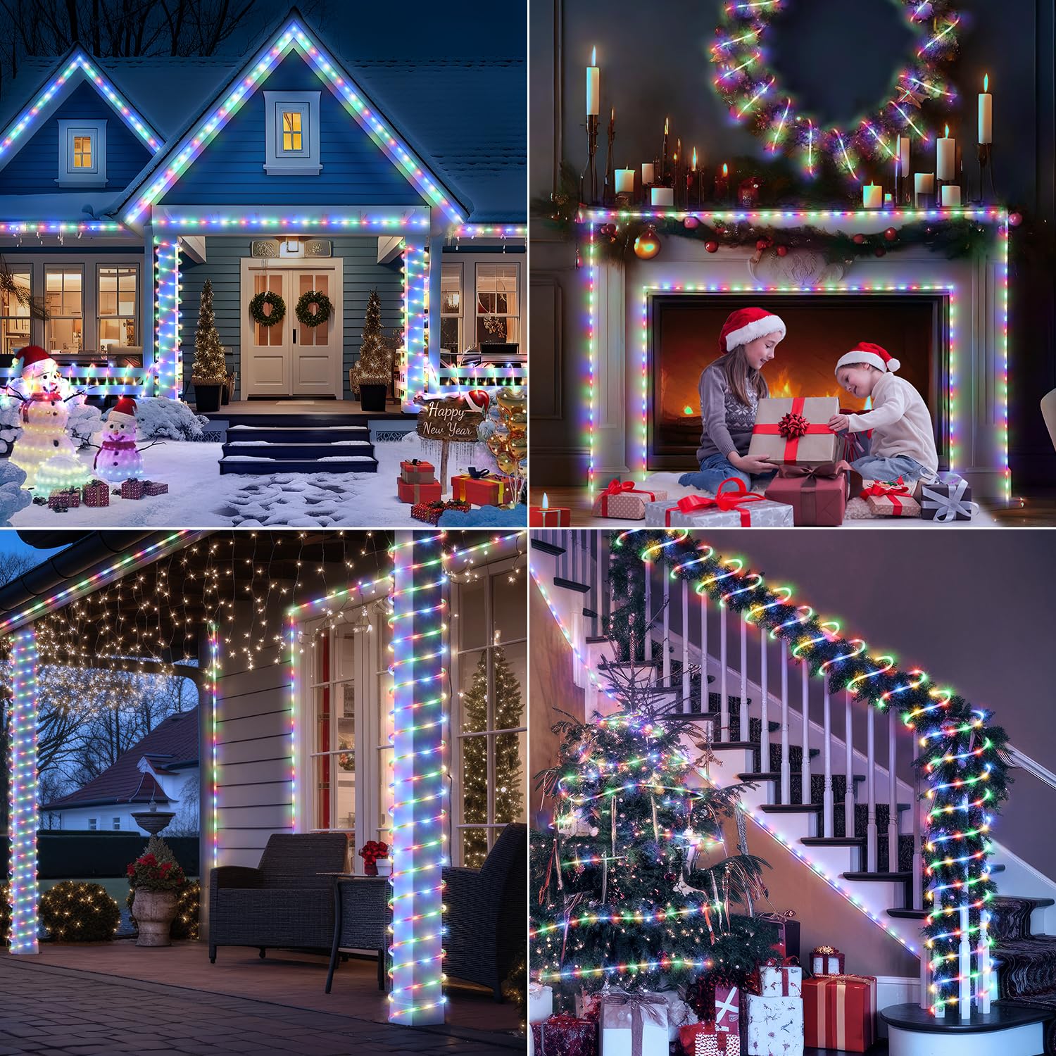 StarryEver Tubo LED da 20 m per esterni, diametro 5,5 mm, 800 LED, illuminazione natalizia, multicolore, alimentazione elettrica, per Natale, giardino, balcone