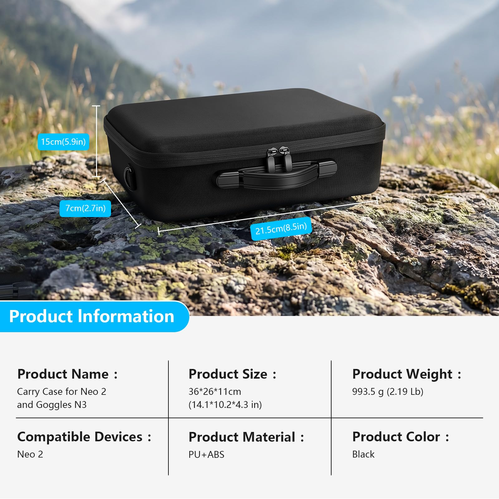 FPVtosky Etui na DJI Neo 2, przenośna torba na Neo 2 Motion Fly More Combo, RC Motion 3, gogle N3, baterie i akcesoria do koncentratora ładowania, etui podróżne z paskiem na ramię i przegrodami (tylko