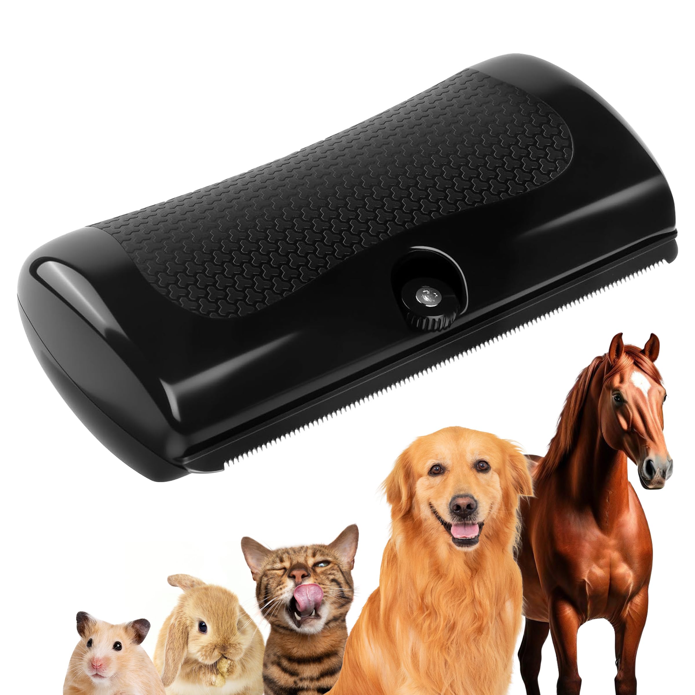 Deshedding Brush & Pet Hair Remover Comb for Cats, Dogs, Rabbits, Horses, Hamsters, Pet Grooming Tool with Stainless Steel Blade & Non-Slip Handle