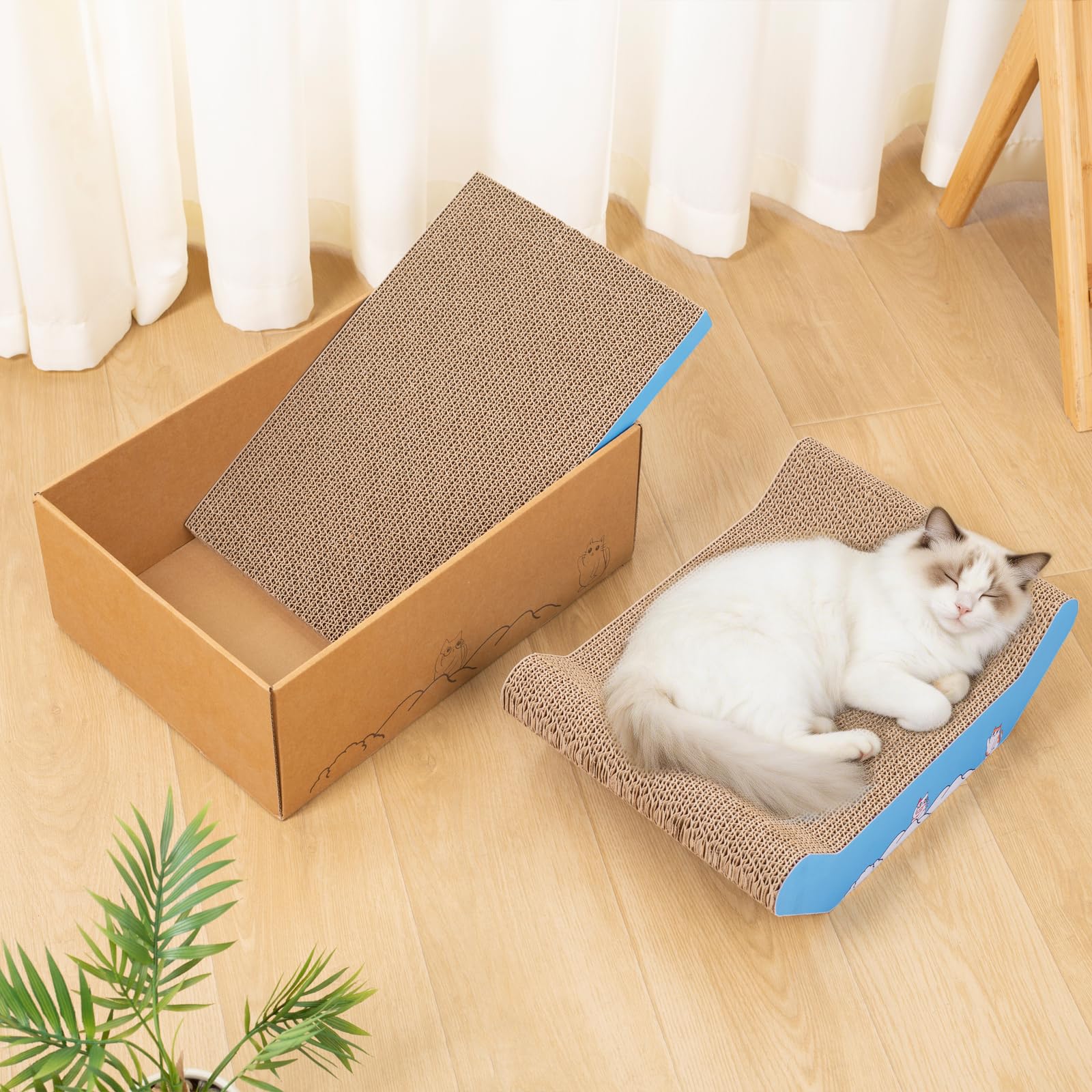 UUig Cardboard Cat Scratcher Bed and Box