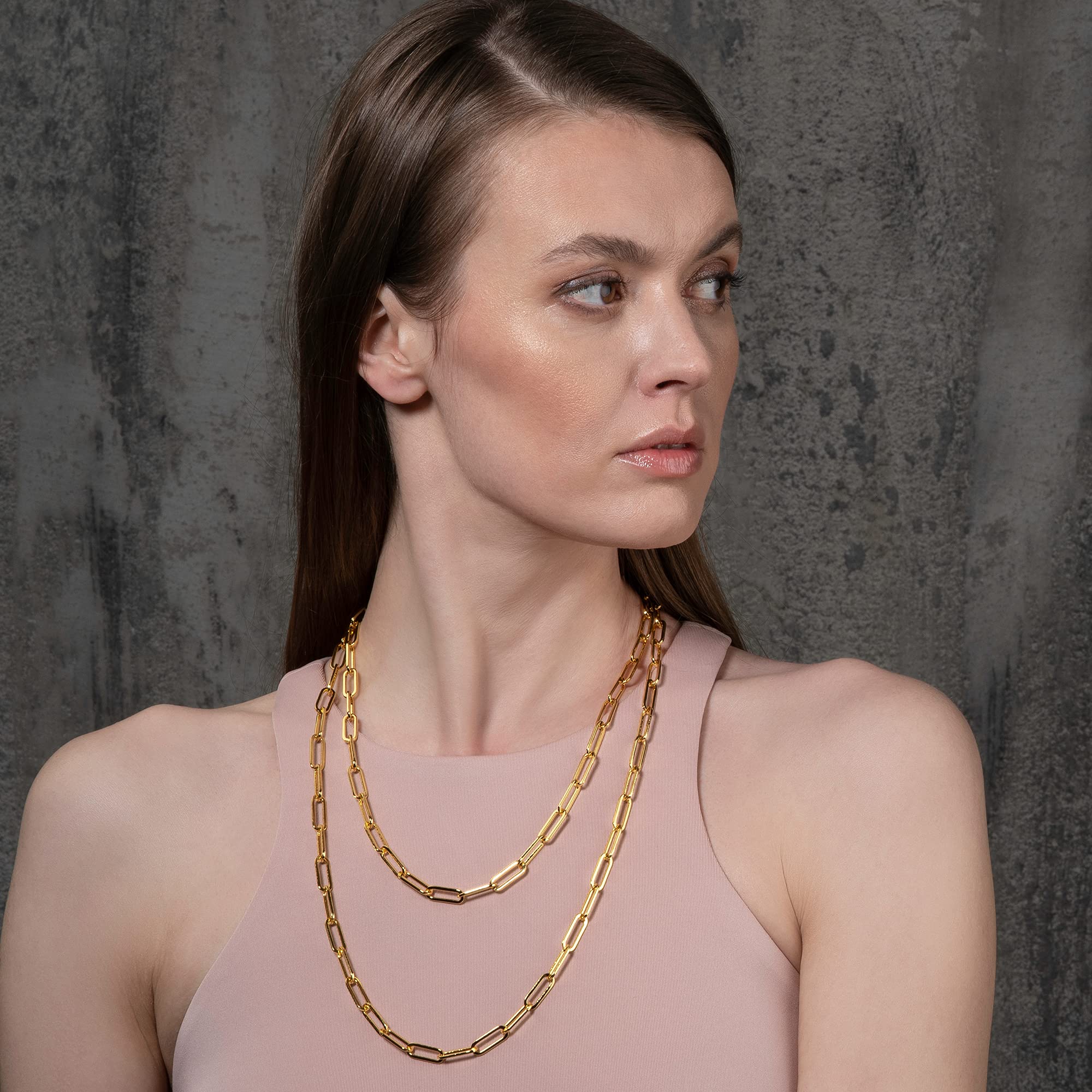 namana Collar de cadena de oro con clip para mujeres y adolescentes, collar de cadena de oro grueso para mujer con bolsa de joyería