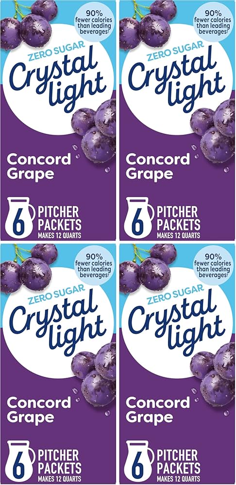 Amazon.com : Crystal Light Sugar-Free Concord Grape Low Calories Powdered  Drink Mix 6 Count Pitcher Packets (Pack of 4) : Grocery & Gourmet Food