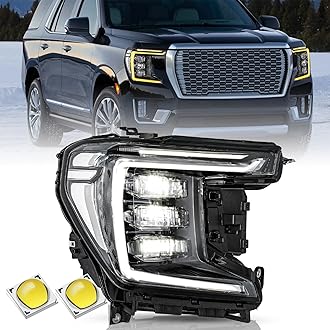 TUSDAR Full LED Headlight Assembly Set for 2021 2022 2023 2024 GMC Yukon/Yukon XL DENALI/AT4 OEM Headlamp Replacement RH (Right/Passenger Side)