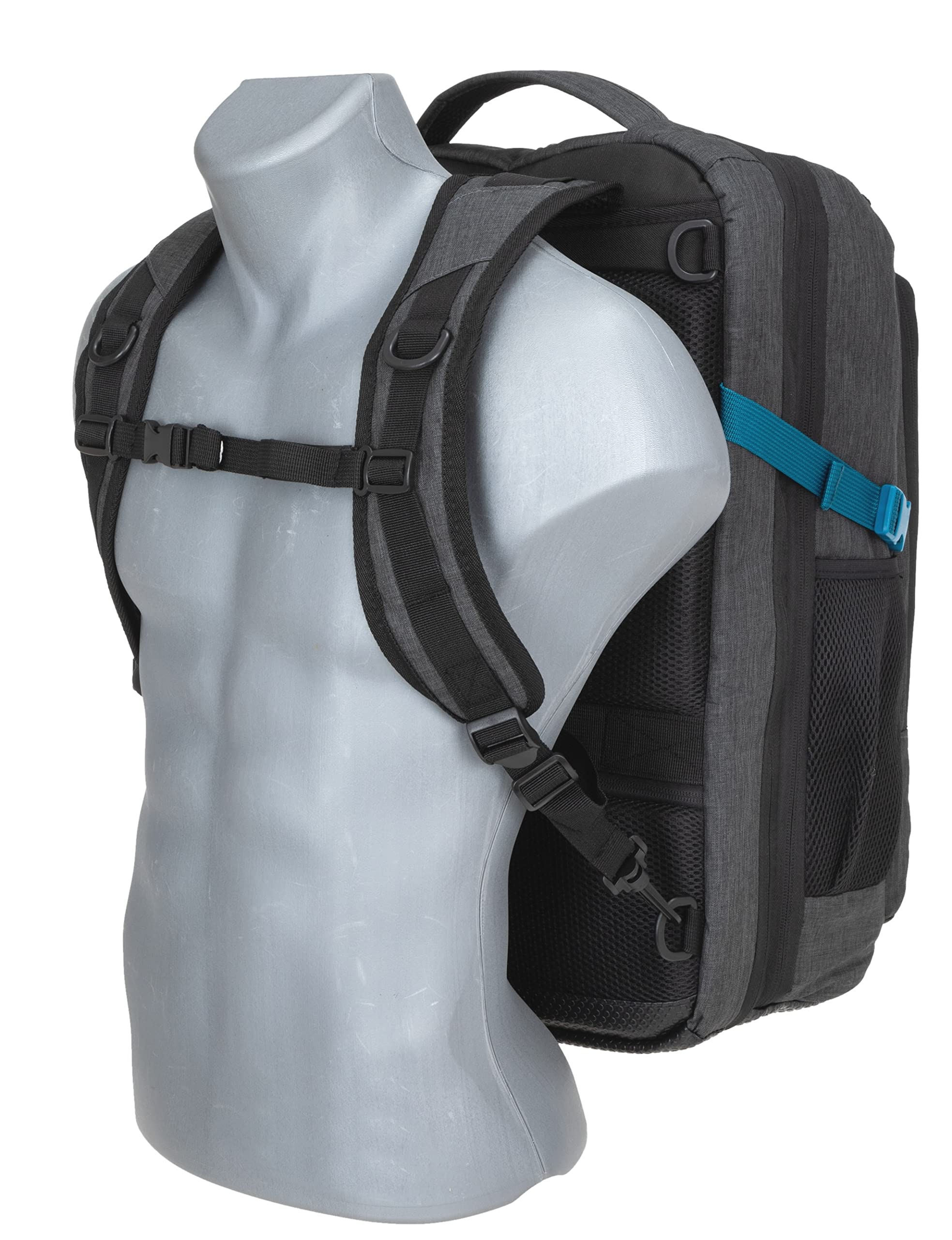 Elephant Rucksack Handgepäck Reise Fly 45 L Laptop Fach 12900 Dunkelgrau | Legends XL Flugzeug Bus Reiserucksack Tasche Laptop Fach Anti-Theft Tasche Dunkelgrau Schwarz