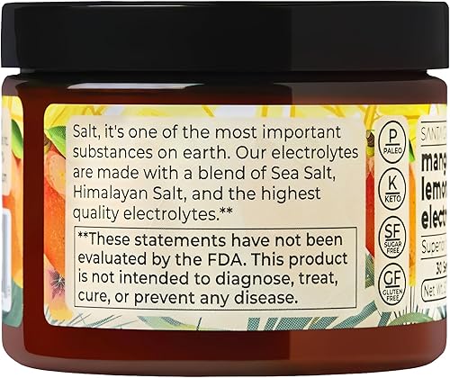 Miniatura 9 de Santa Cruz Paleo Polvo de electrolitos, limonada de mango, mezcla de bebida de hidratación sin azúcar con sal rosa del Himalaya, sal marina,