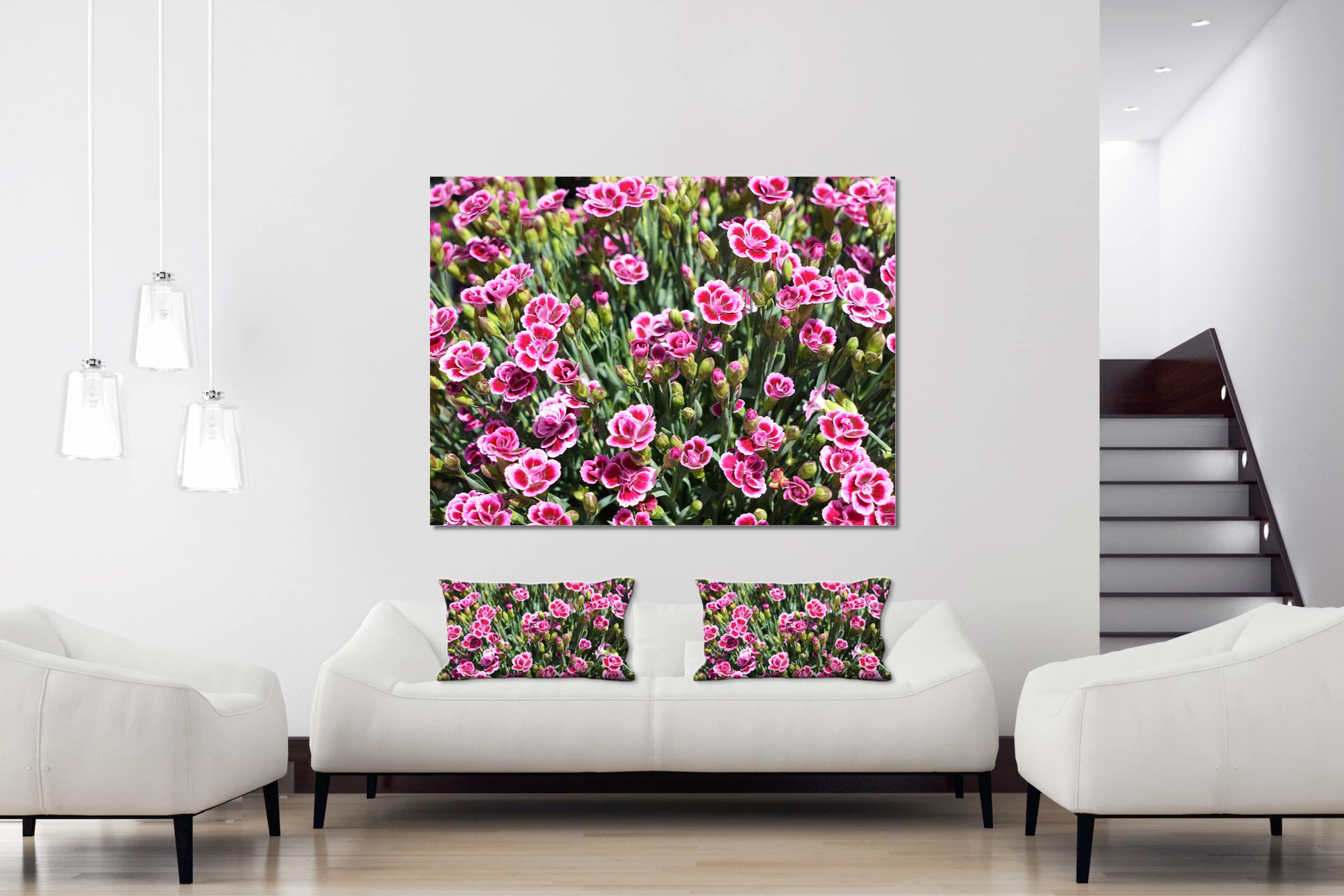 Glücksvilla - Prinzess-Nelke (Leinwand-Bild 2 cm, 40 x 30 cm) | div. Maße - aus DE - Kunstdruck XXL Deko Wandbild quer - Pink Kisses Blumen Blüten Garten Pflanze Natur Wiese Natur