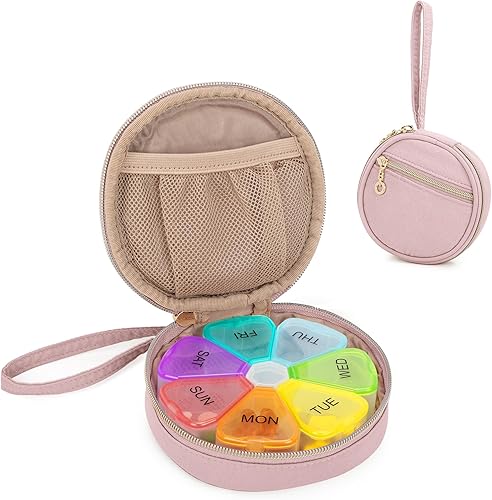 Damero Organizador de pastillas con bolsa de transporte, pastillero semanal para aceites de pescado, soporte para vitaminas y suplementos,