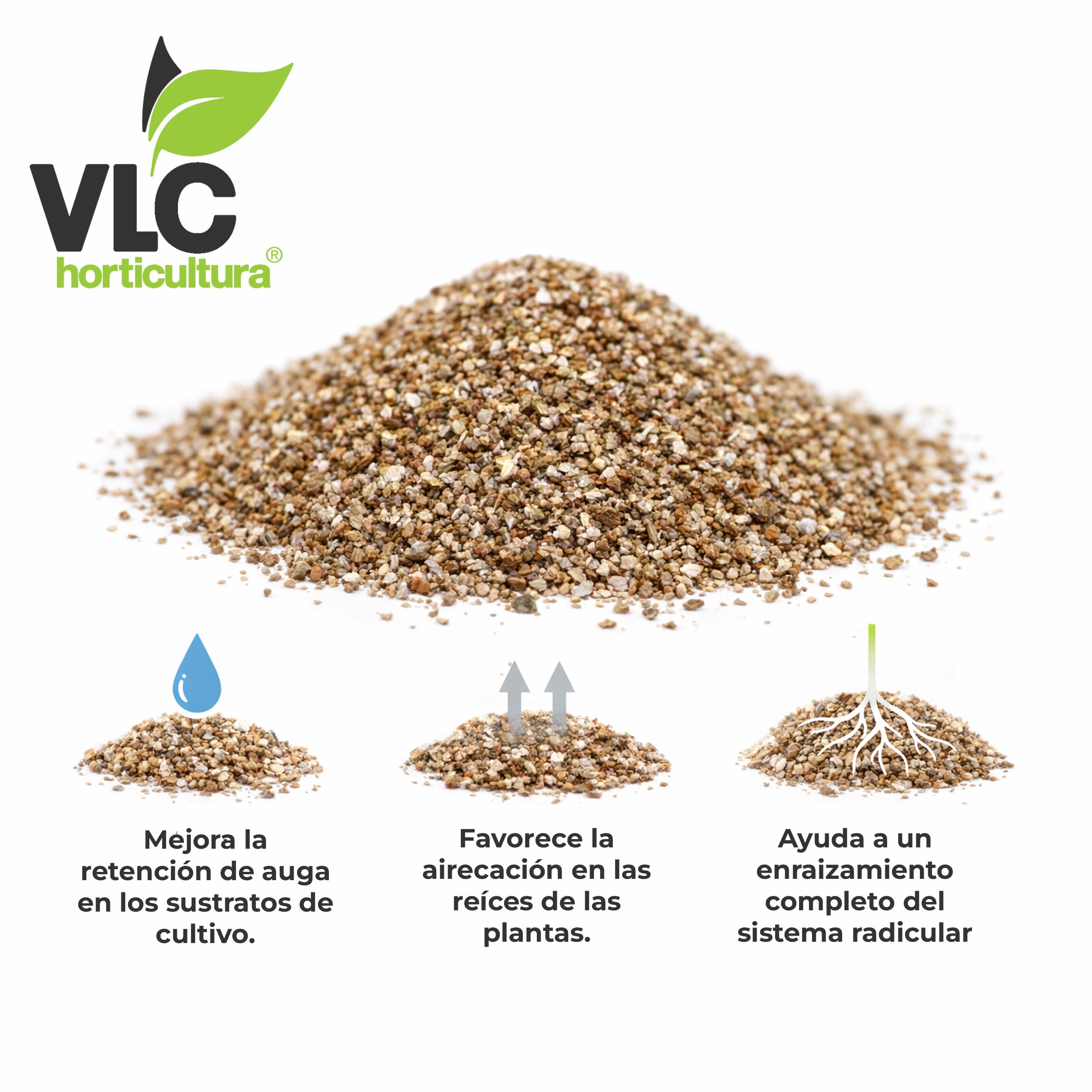 Vermiculita Hortícola 100 litros VLC Horticultura | Sustrato Mineral Natural | Retención de Agua y Aireación | Semilleros, Macetas, Jardín y Huerto